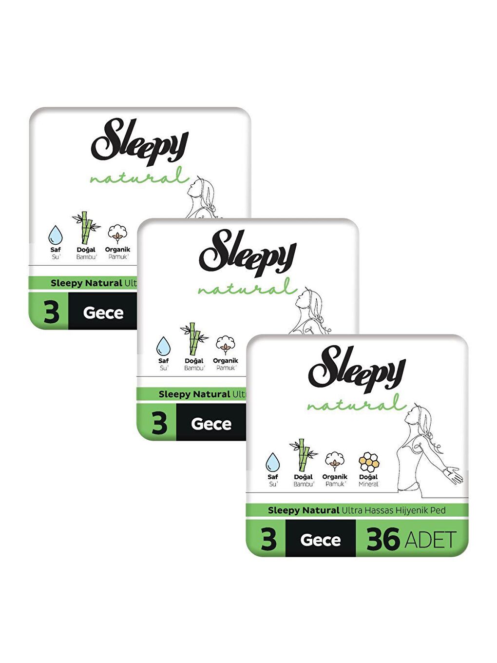 Natural Ultra Hassas Hijyenik Ped Gece 108 Adet-1