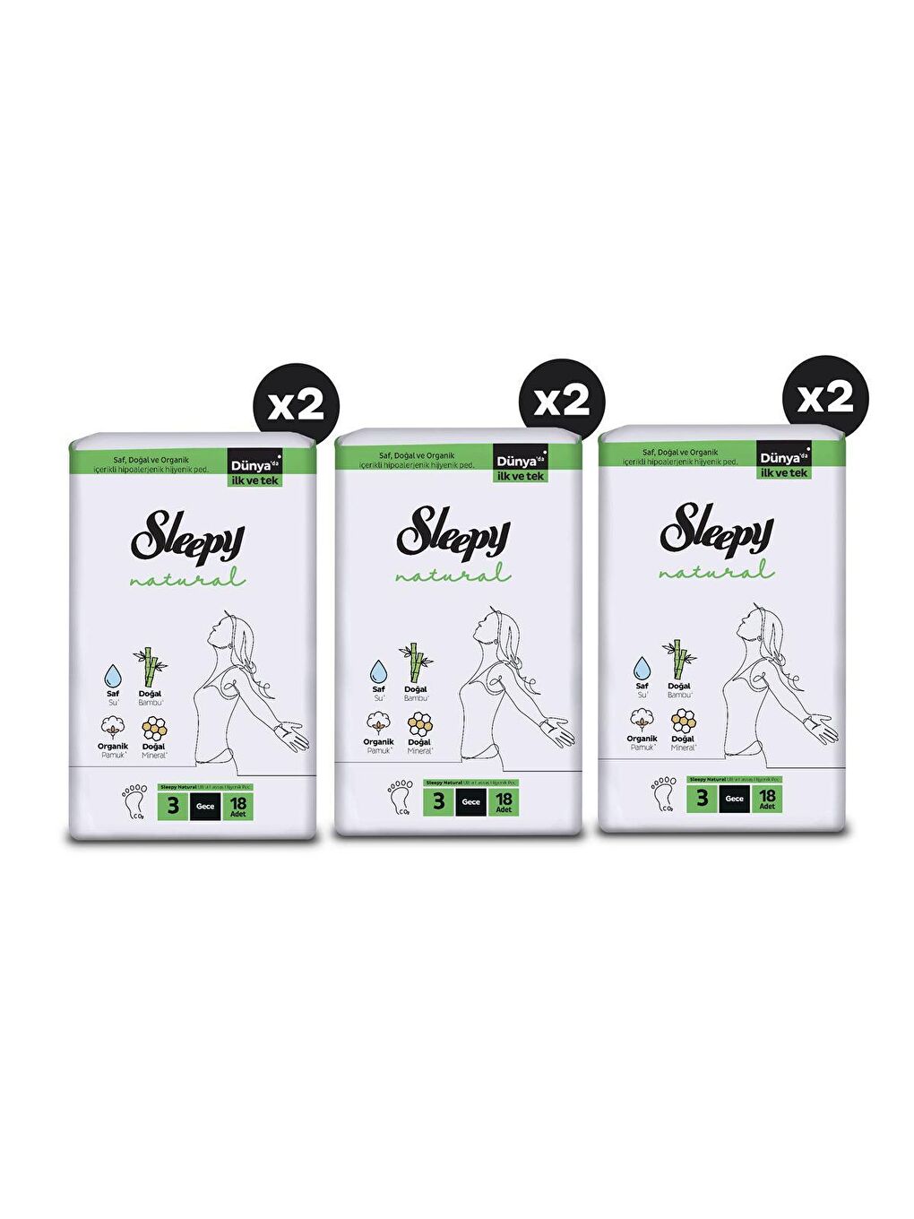 Natural Ultra Hassas Hijyenik Ped Gece 108 Adet-2