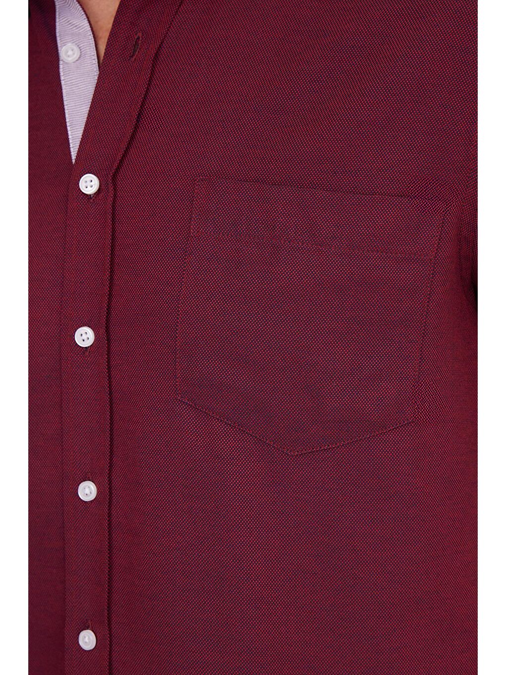 Bordo Erkek Regular Fit Klasik Kesim Düğmeli Yaka Pamuklu Kolay Ütü Oxford Düz Gömlek-2