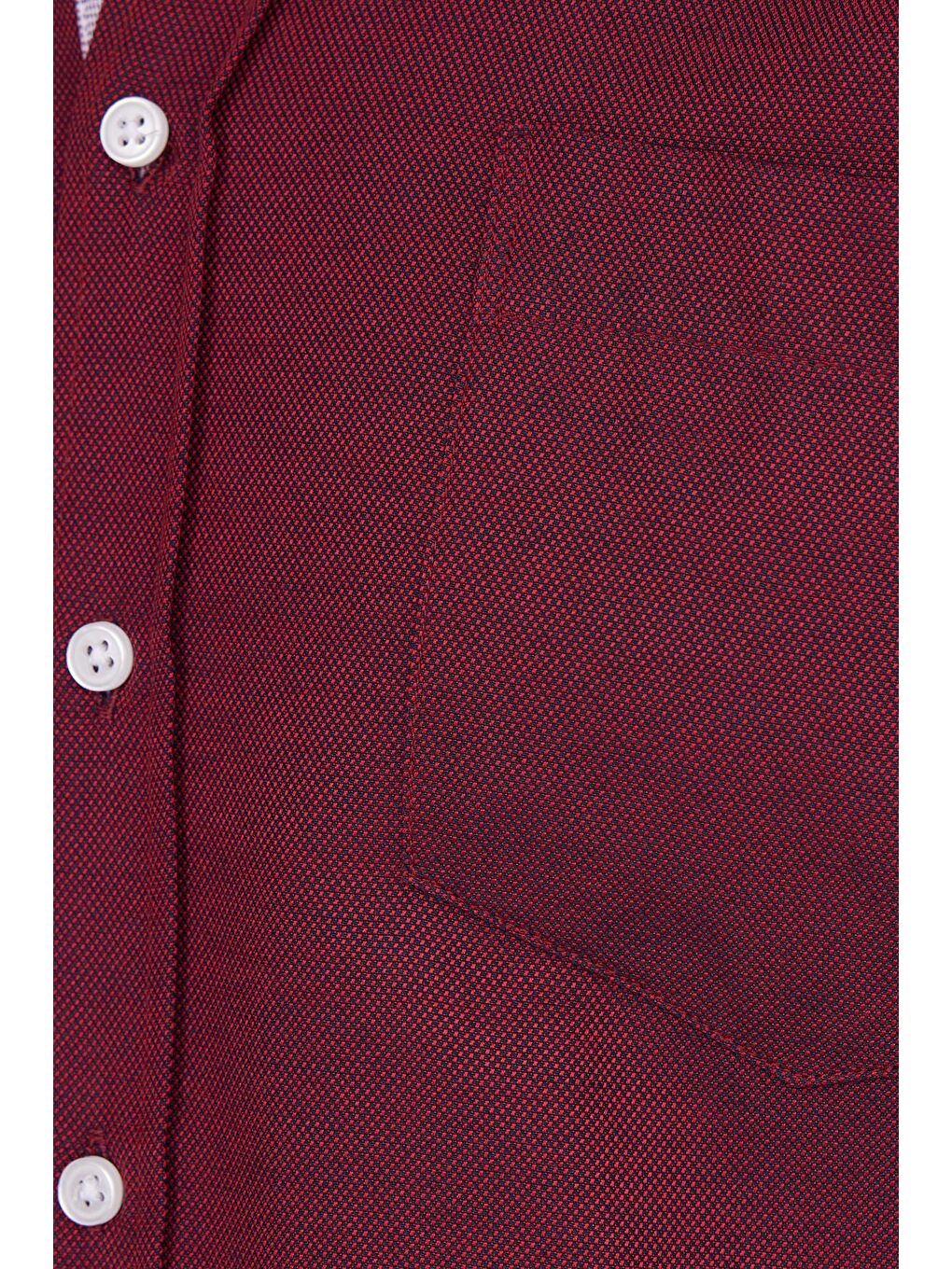 Bordo Erkek Regular Fit Klasik Kesim Düğmeli Yaka Pamuklu Kolay Ütü Oxford Düz Gömlek-6