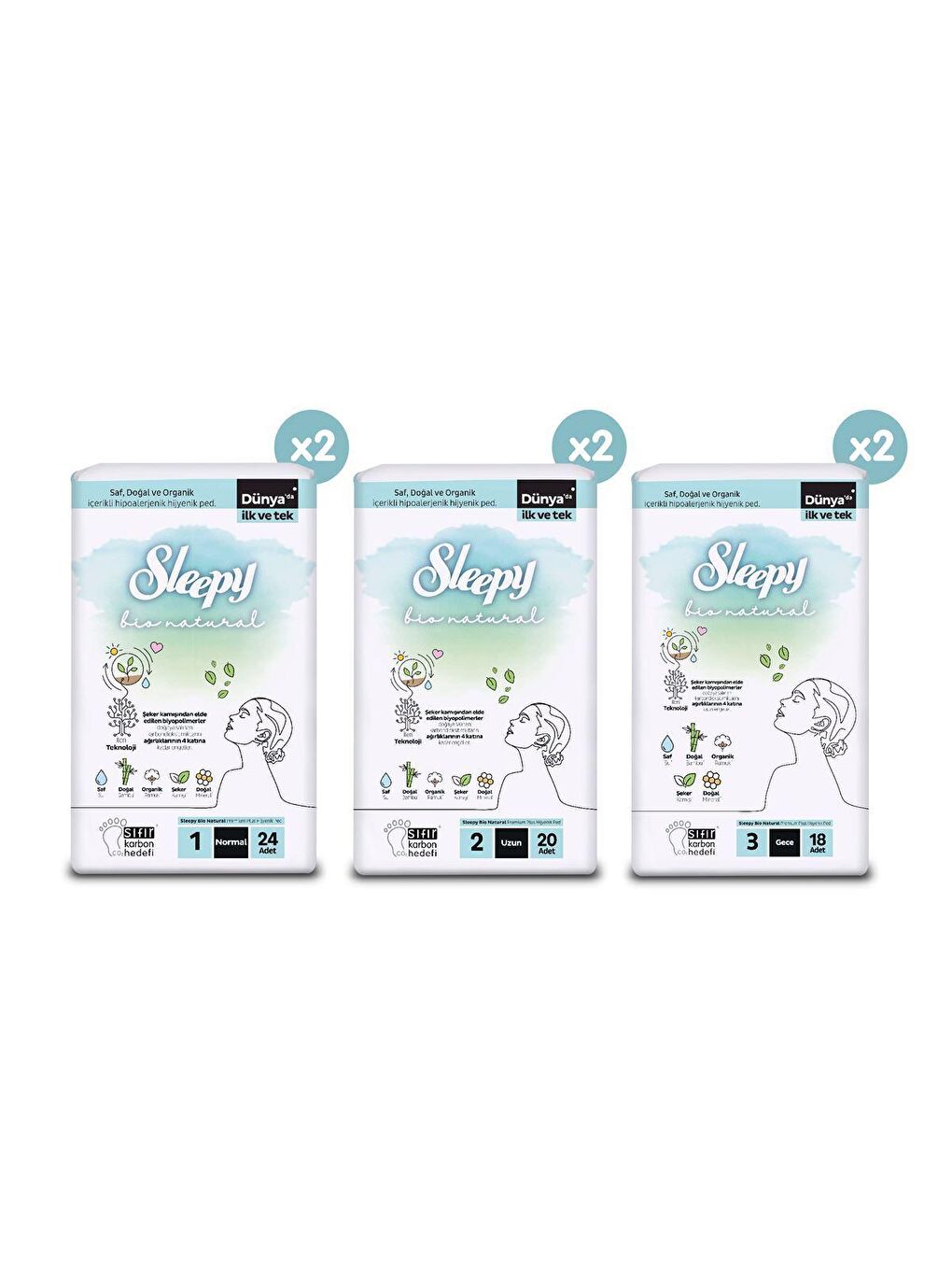 Bio Natural Hijyenik Ped 124 Adet Mega Fırsat Paketi-1