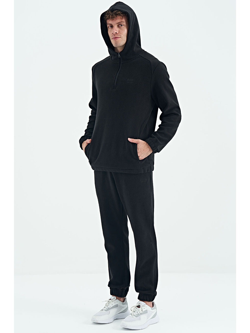 Hektor Siyah Kapüşonlu Polar Erkek Eşofman Takım - 85227-3