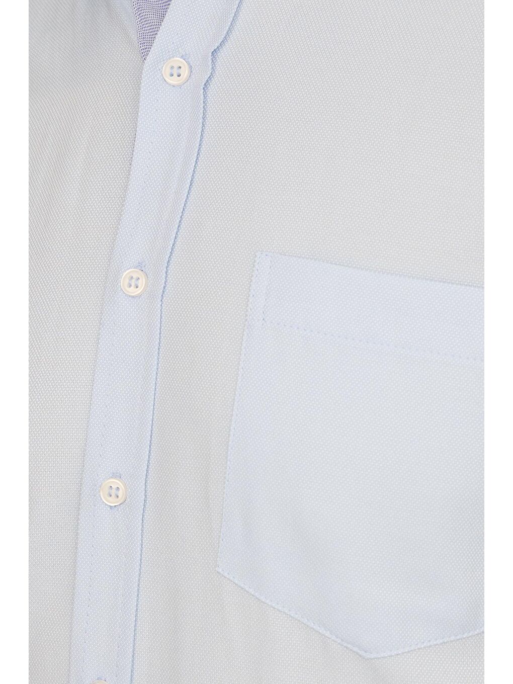 Erkek Regular Fit Klasik Kesim Pamuklu Kolay Ütü Oxford Düz Mavi Gömlek-5