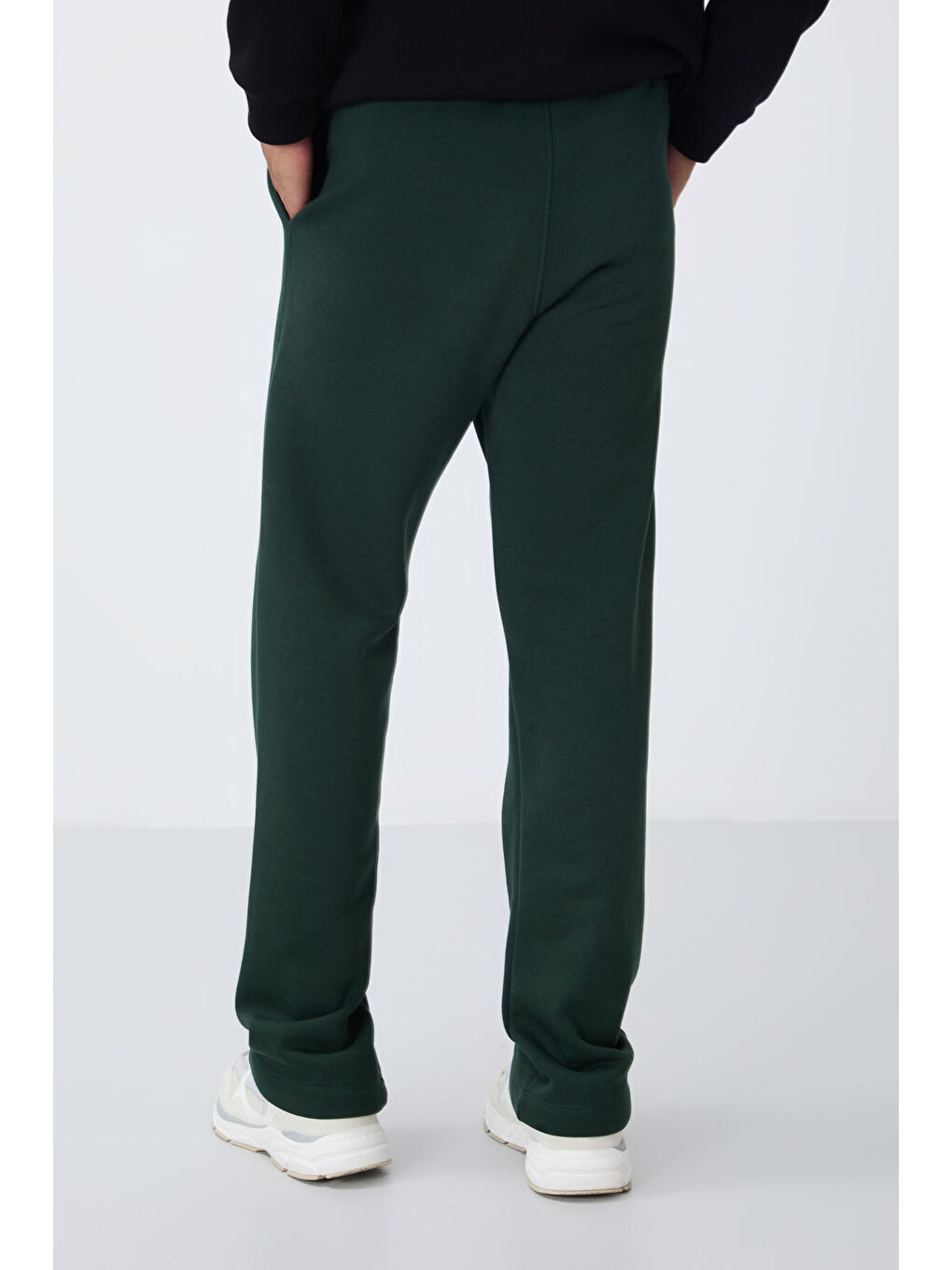 Çam Yeşil Pamuklu Kalın İçi Tüylü Yumuşak Dokulu Oversize Nakışlı Erkek Eşofman Altı -82146-4