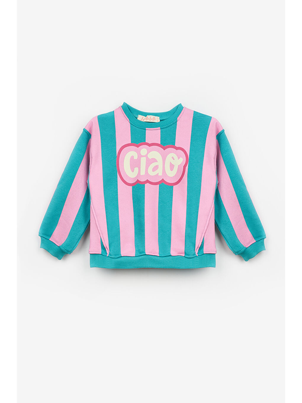 Yeşil Mint Ciao Baskılı Çizgili Kız Çocuk Eşofman Takımı - Phoebe-5