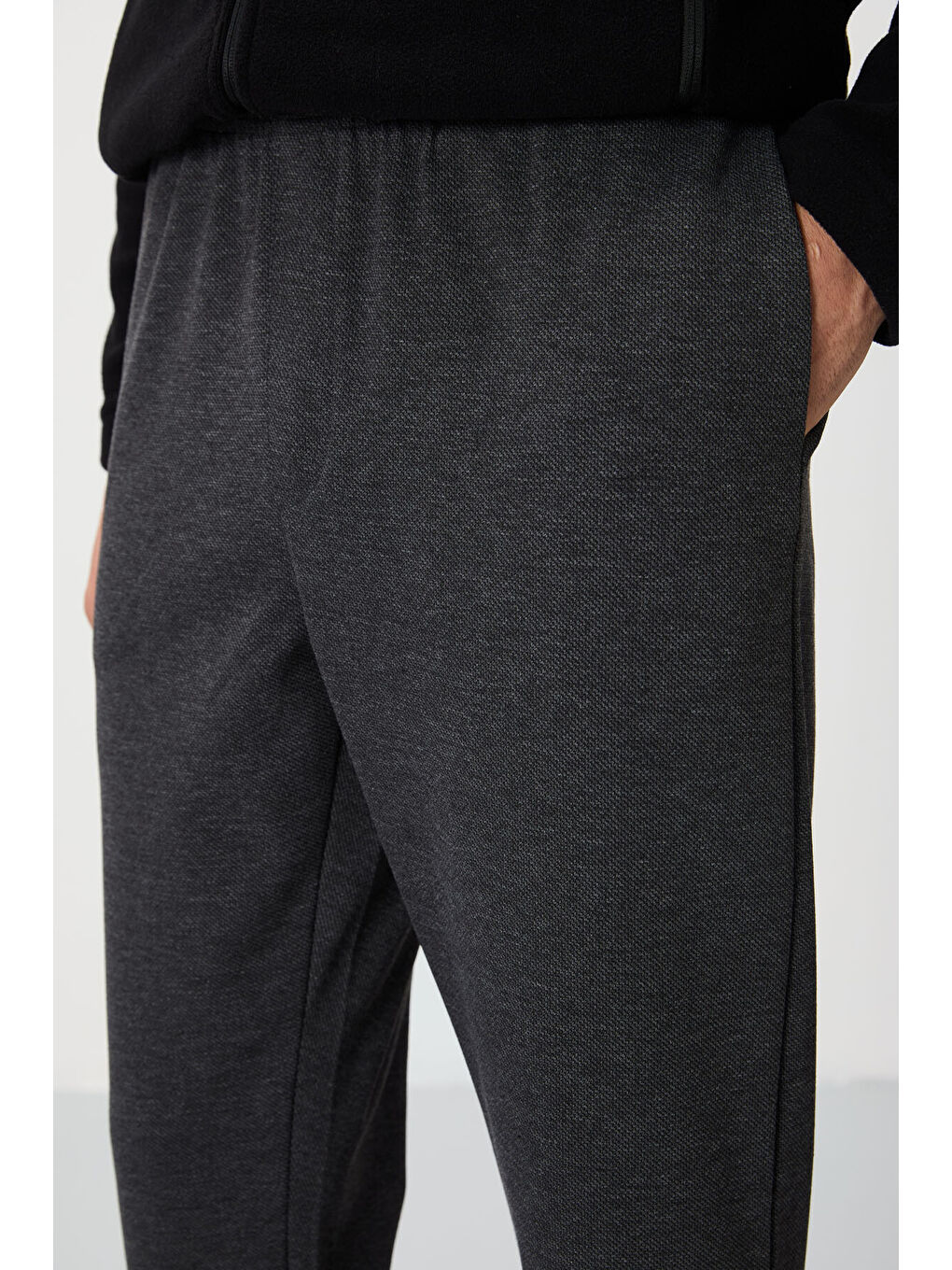 Antrasit Melanj Yüzeyi Dokulu Standart Fit Erkek Eşofman Alt - 82155-3