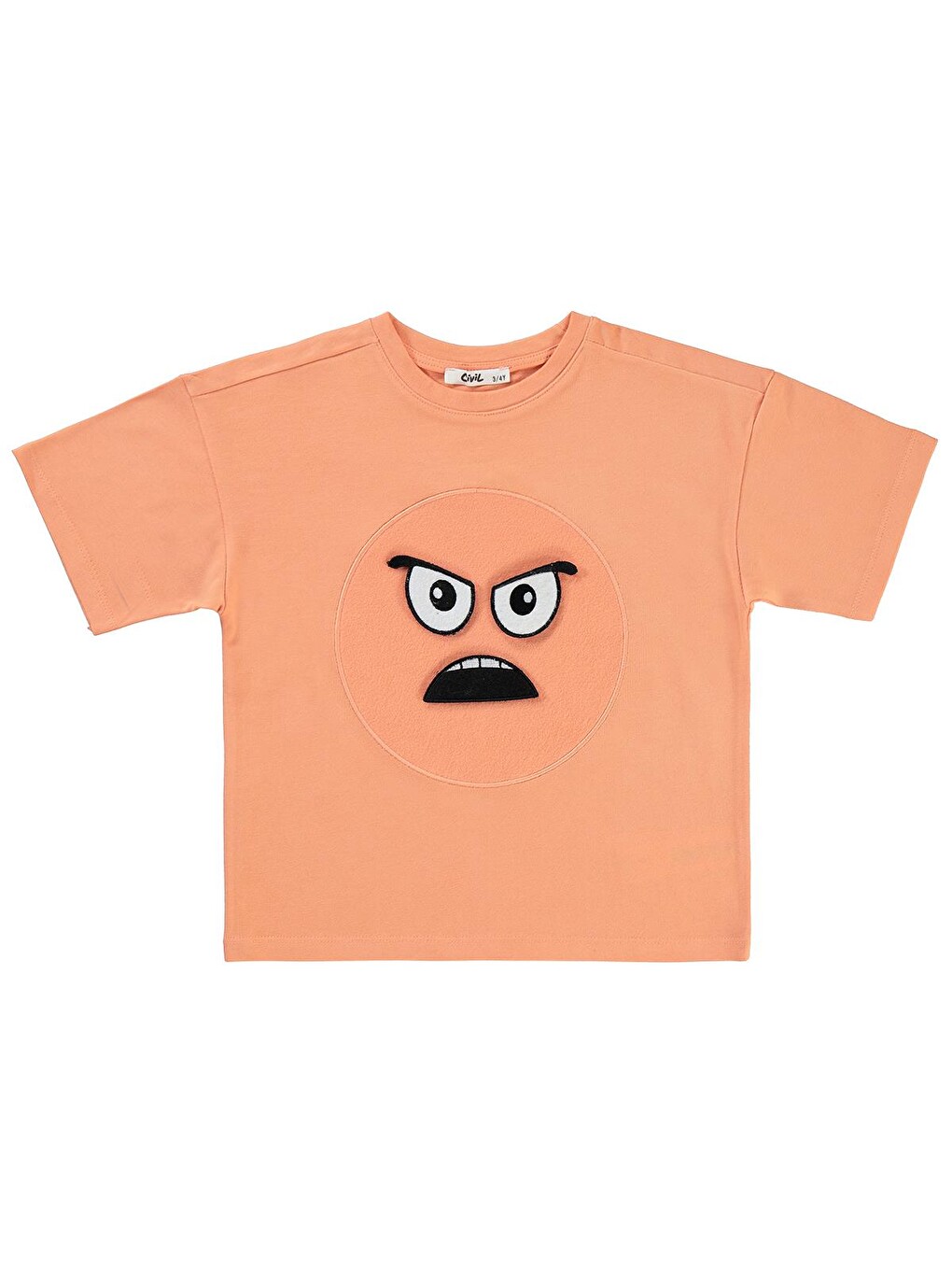 Pembe Düz 3-9 Yaş Tişört - Turuncu-2