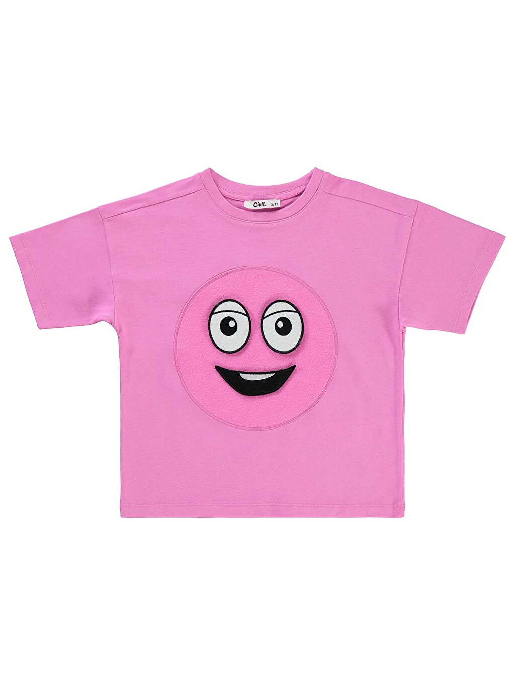 Düz 3-9 Yaş Tişört - Pembe-2