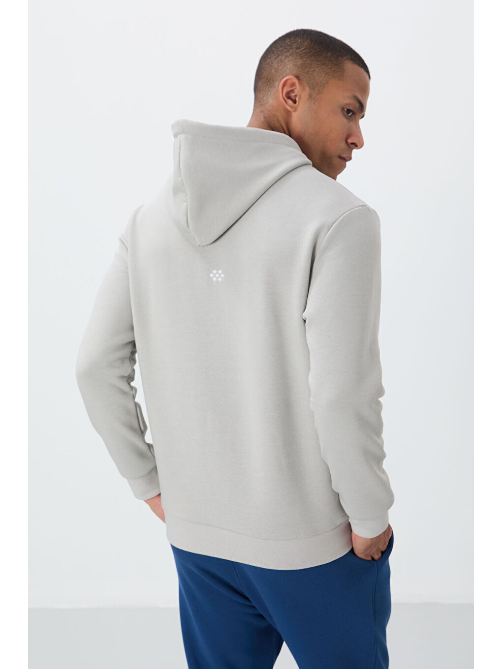 Bej Taş Pamuklu Kalın İçi Tüylü Yumuşak Dokulu Comfort Fit Erkek Kapüşonlu Sweatshirt Hoodie - 88419-8