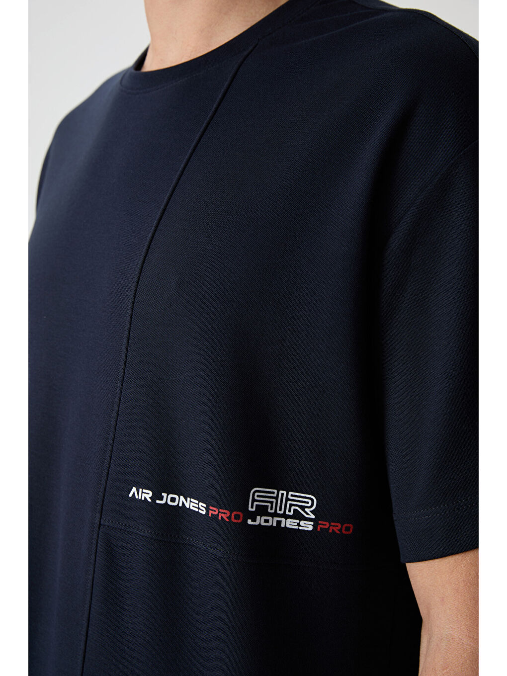 Lacivert Pamuklu Kalın Yüzeyi Dokulu  Fit  Baskılı Erkek Tişört - 88370-2