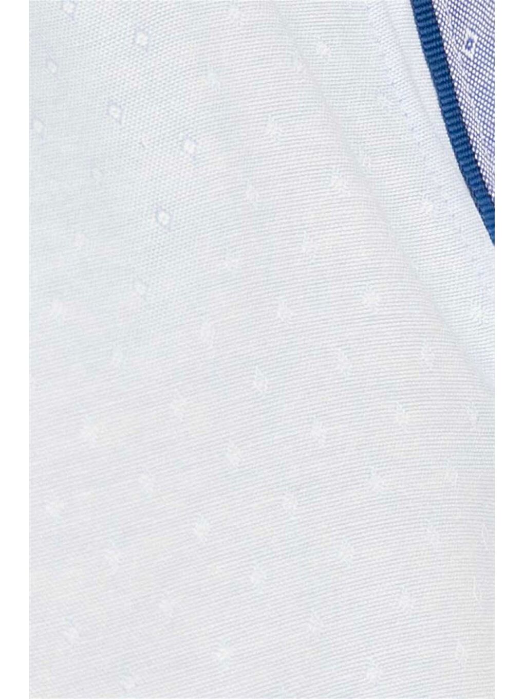 Slim Fit Uzun Kollu Oxford Doku Armürlü Biyeli Erkek Mavi Gömlek-4