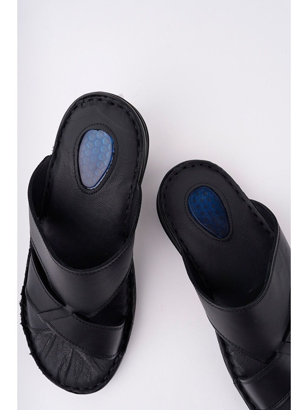 Siyah Eco Erkek Günlük Hakiki Deri Rahat Yumuşak Taban Ortopedik Terlik-2