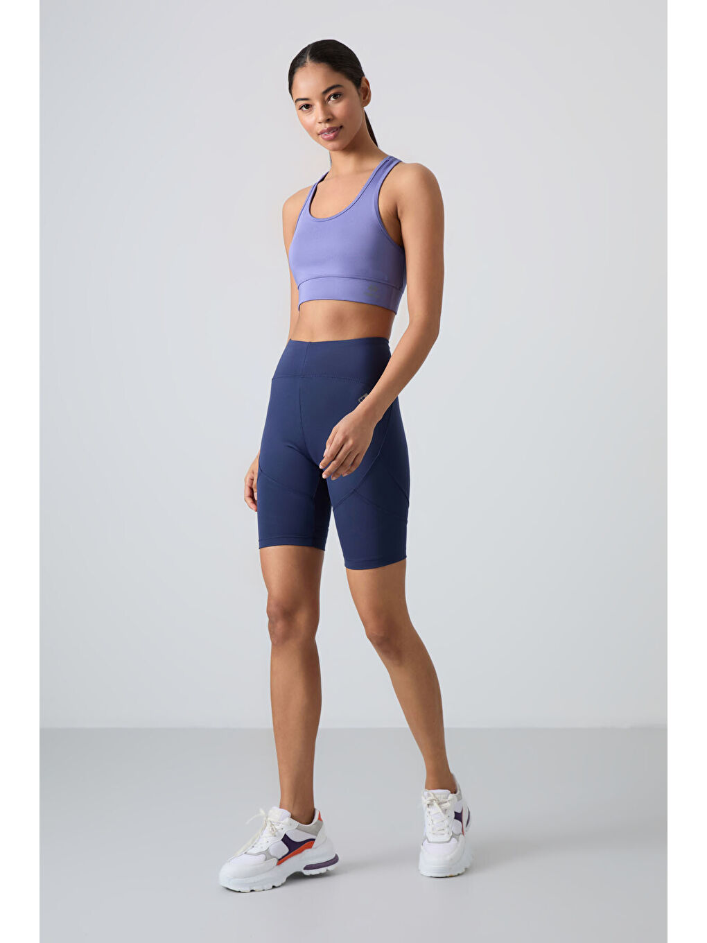 Mor Eflatun Sırt Detaylı Dar Kalıp U Yaka Kadın Spor Büstiyer - 97120-2