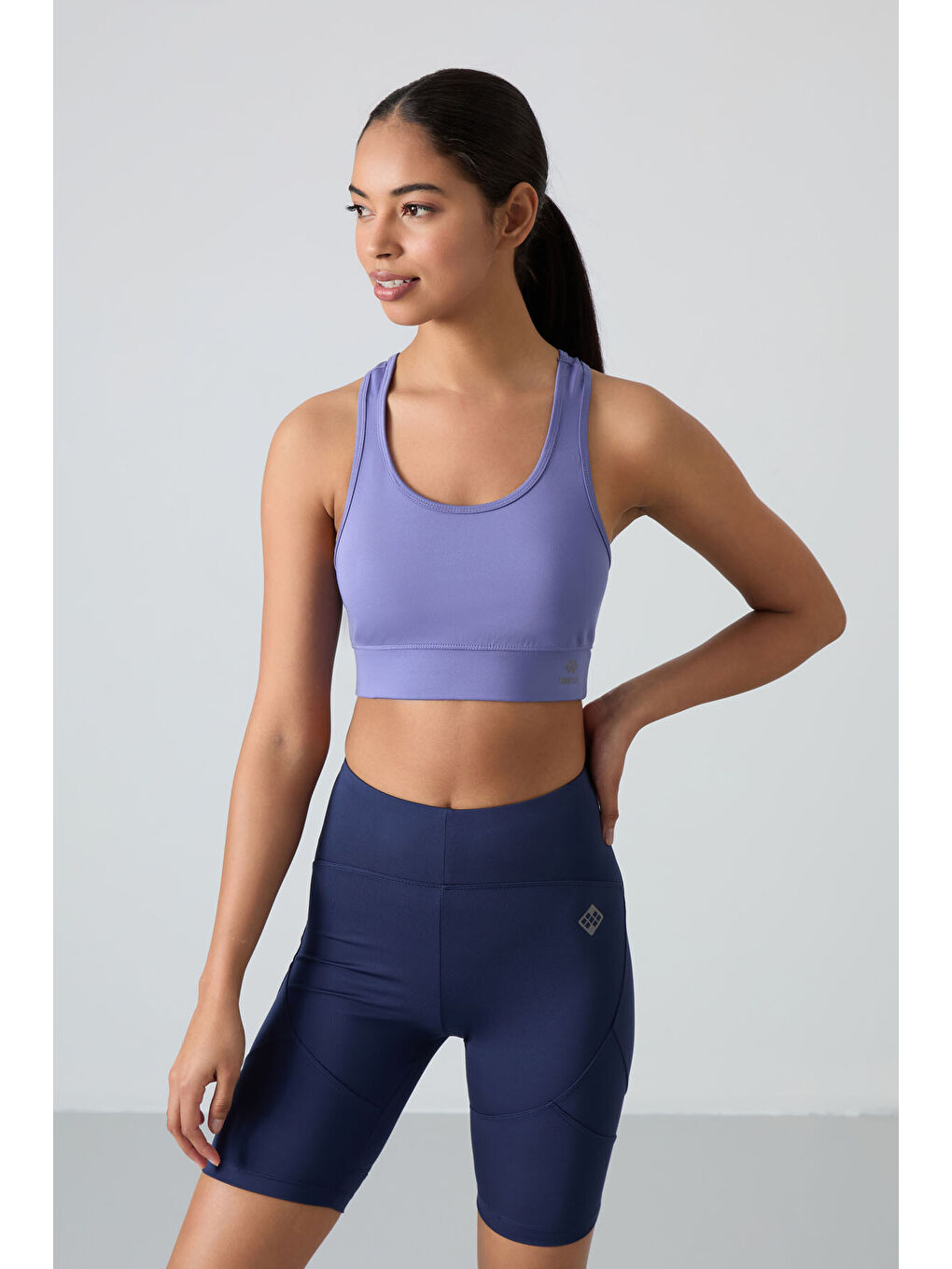 Mor Eflatun Sırt Detaylı Dar Kalıp U Yaka Kadın Spor Büstiyer - 97120-3