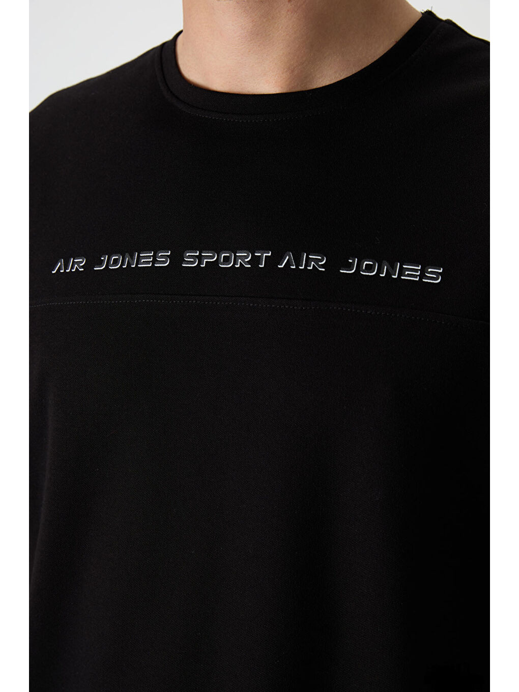 Siyah Pamuklu Kalın Yüzeyi Dokulu  Fit  Baskılı Erkek Tişört - 88371-1