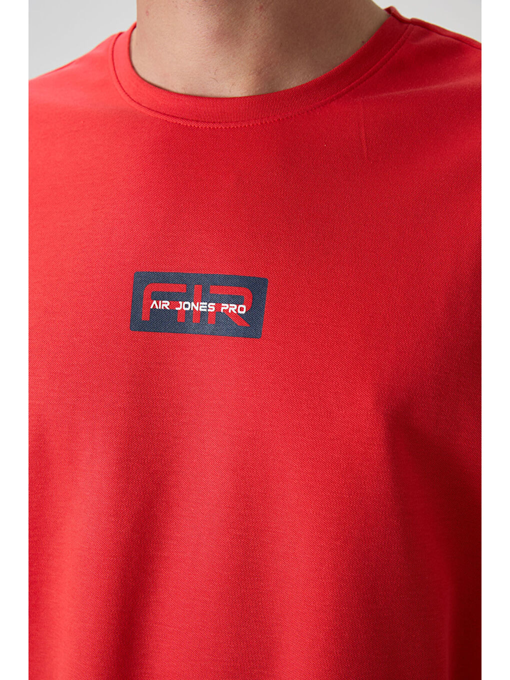 Kırmızı Pamuklu Kalın Yüzeyi Dokulu  Fit  Baskılı Erkek Tişört - 88367-2