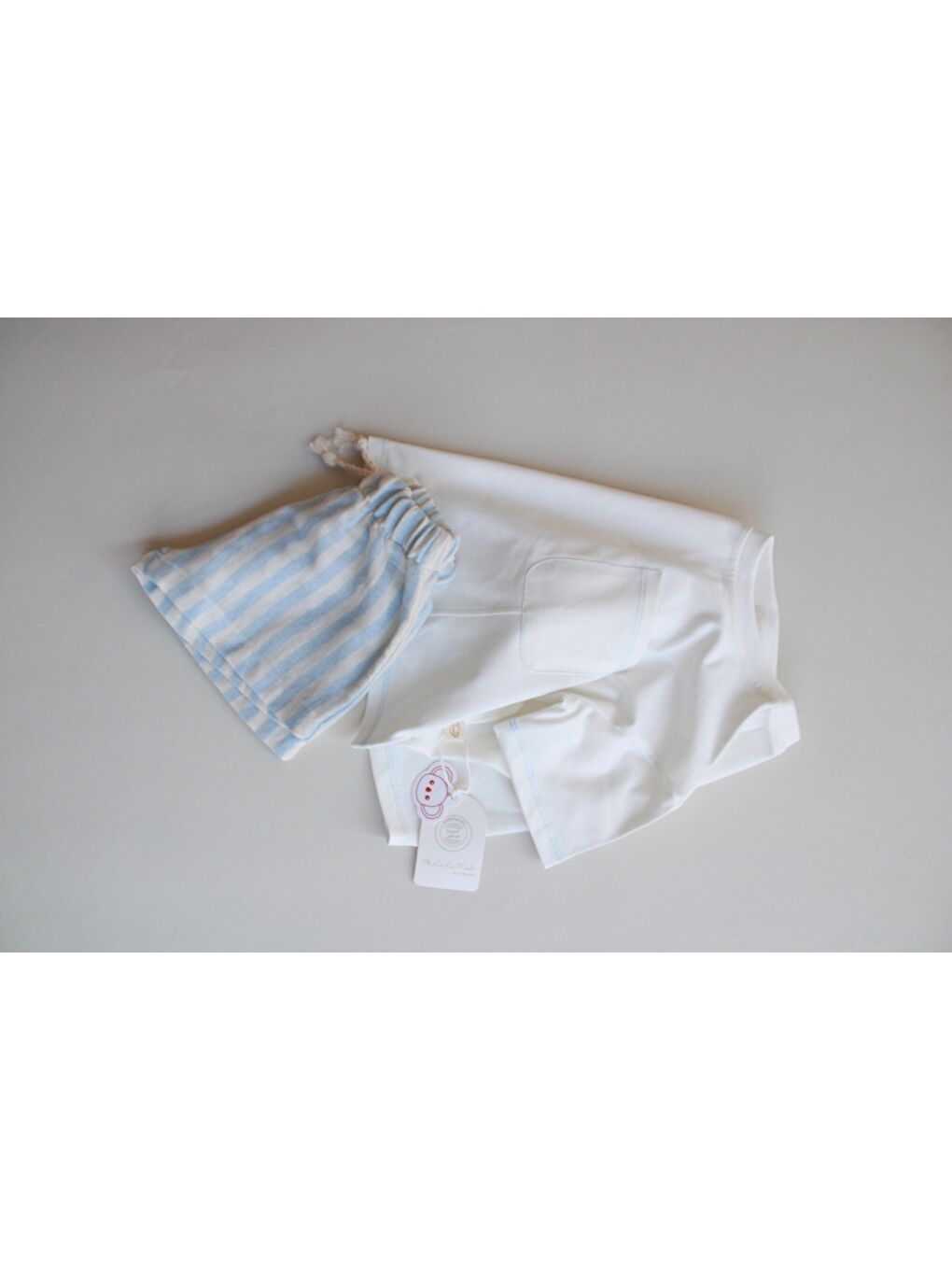 Mavi Kontrast Dikişli Asimetrik Şortlu Takım-5