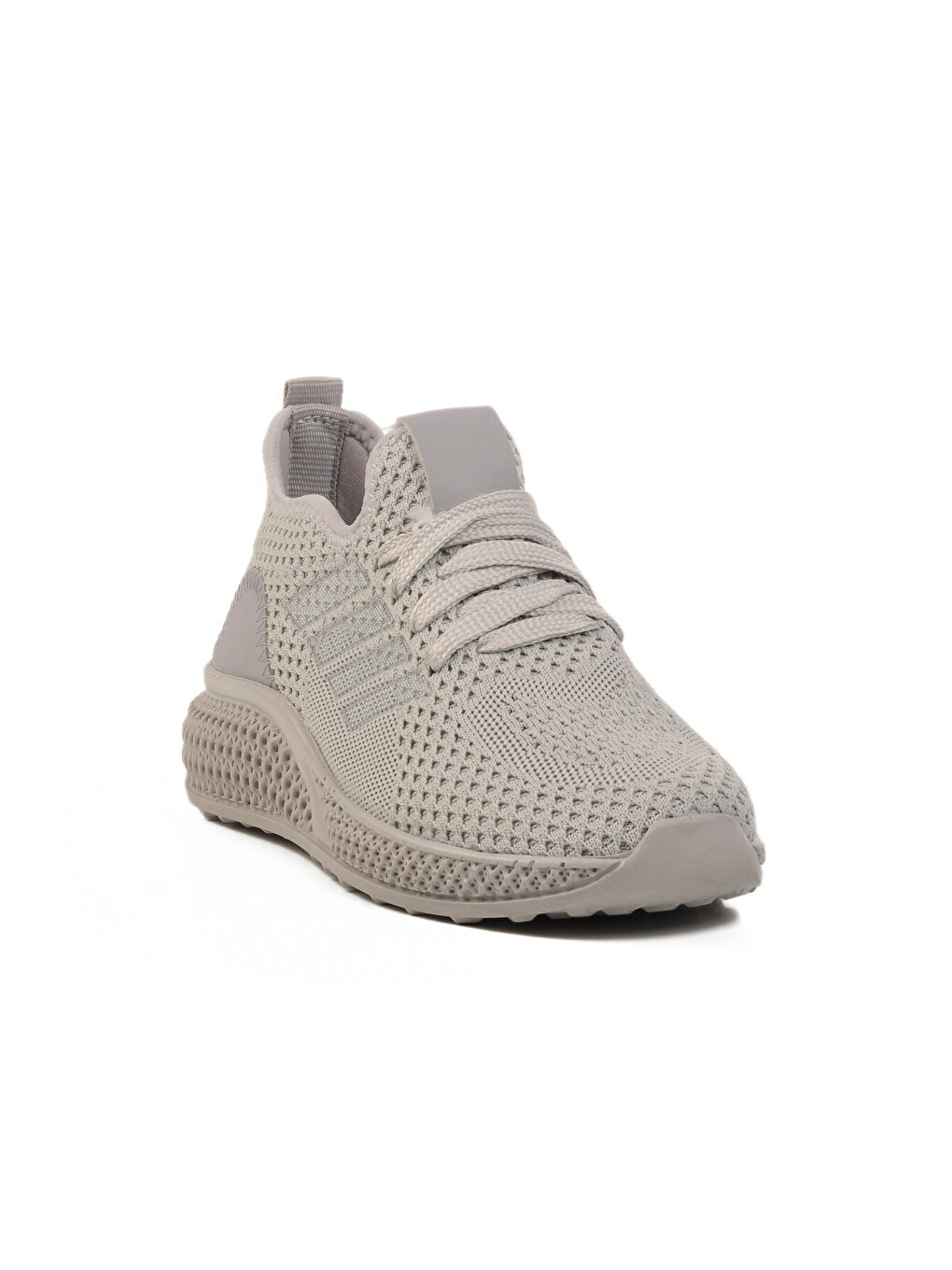 Gri Unisex Triko Sneaker Hafif Nefes Alan Esnek Yürüyüş Ayakkabısı Vene G-1