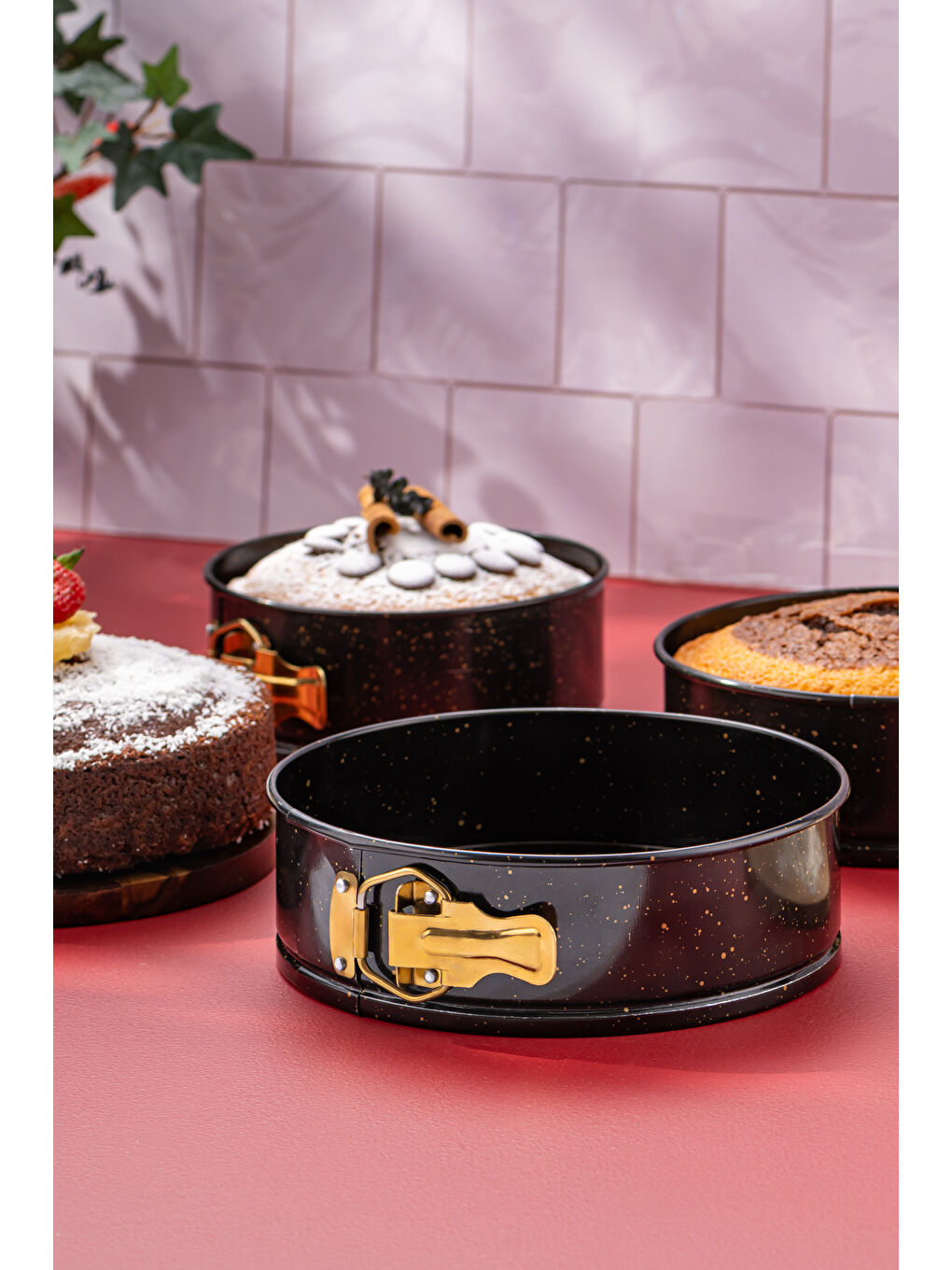 Siyah Circle 3'lü Kek Kalıbı Seti 16-18-20 cm-2