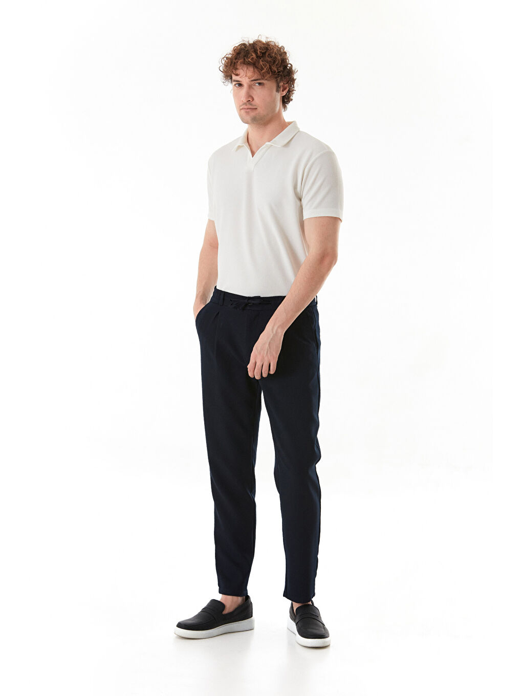 Lacivert Beli Lastikli Bağlamalı Regular Fit Erkek Pantolon-4