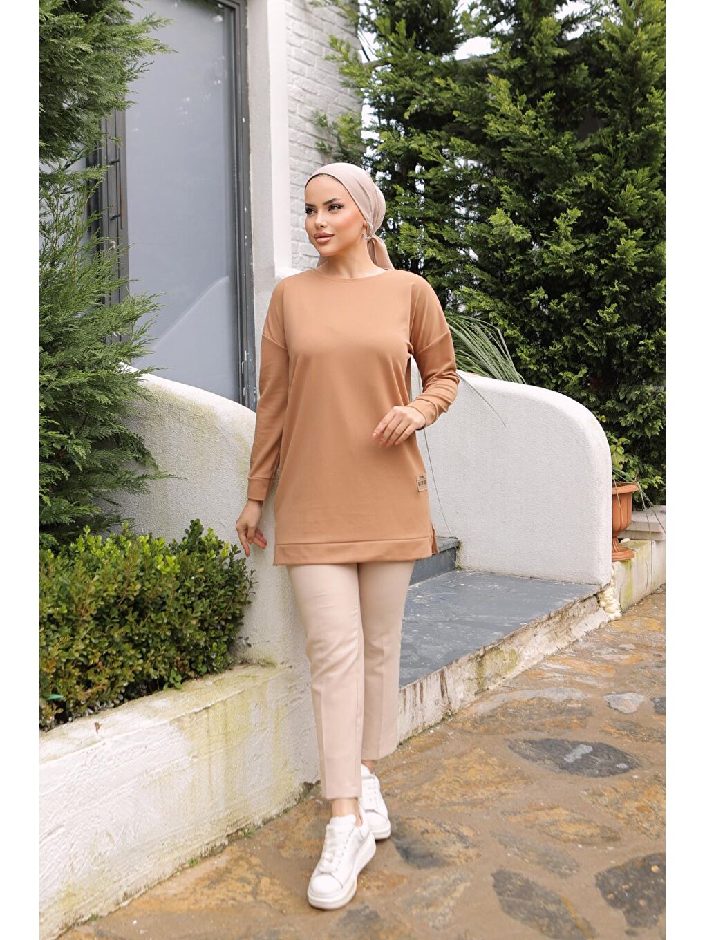 ENİSENA Vizon Kadın Tunik -Sweatshirt Tarz- S-M-L-XL 10020Tto - 1