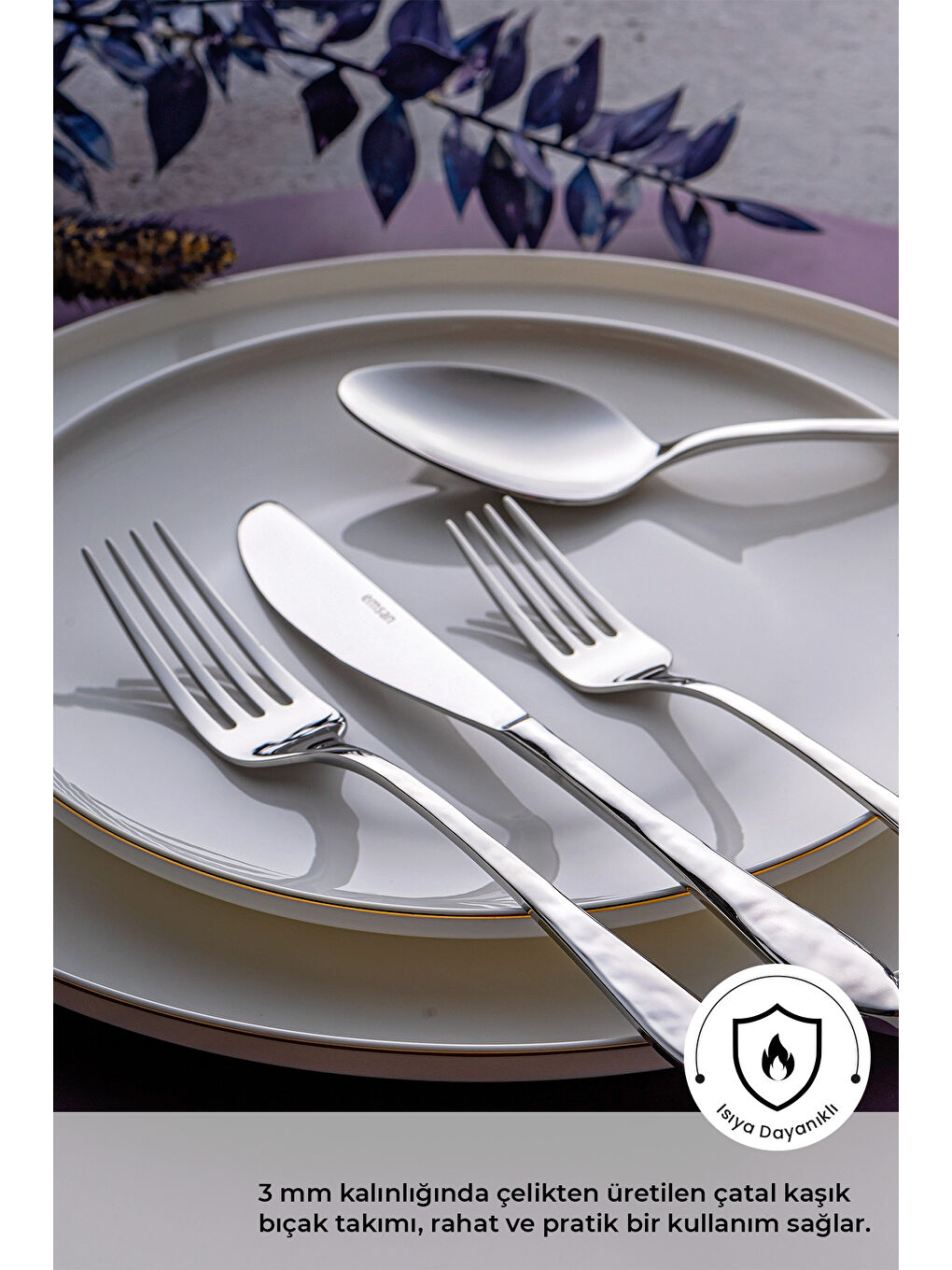 Gri Akasya 24 Parça Kutulu Çatal Kaşık Bıçak Takımı-3