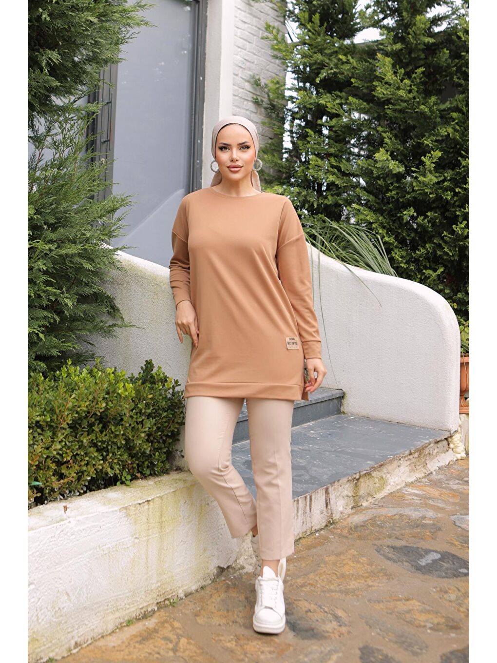 ENİSENA Vizon Kadın Tunik -Sweatshirt Tarz- S-M-L-XL 10020Tto - 2