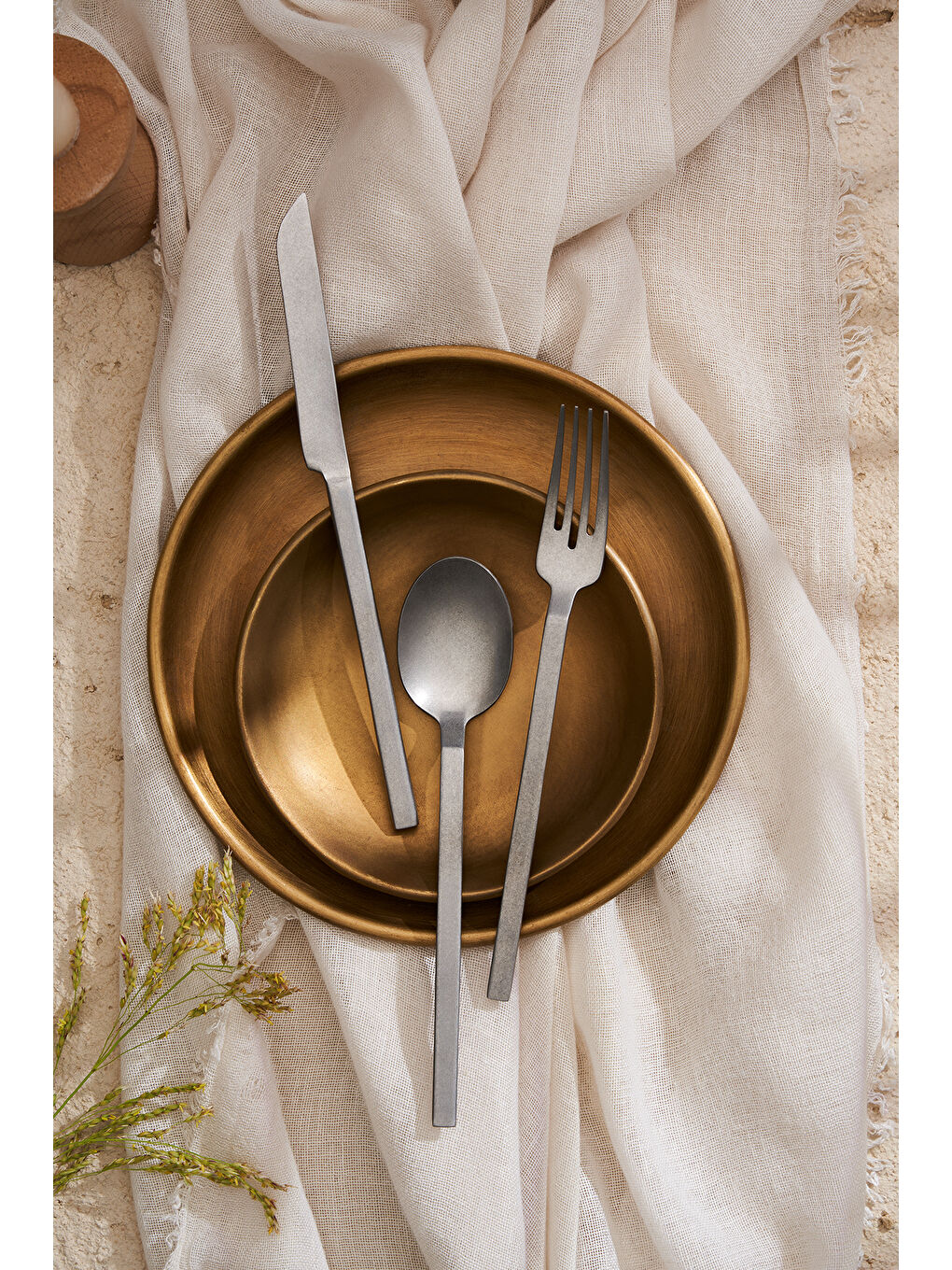 Gri Artisan Storm 18 Parça 6 Kişilik Tatlı Çatal Kaşık Bıçak Seti-2