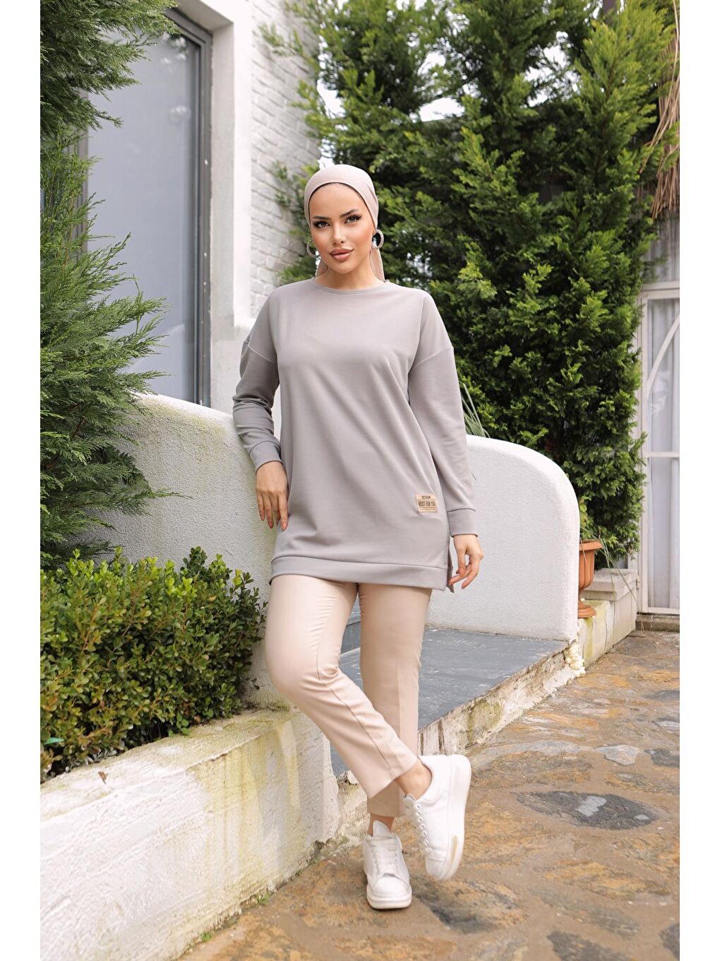 ENİSENA Gri Kadın Tunik -Sweatshirt Tarz- S-M-L-XL 10020Tto - 3