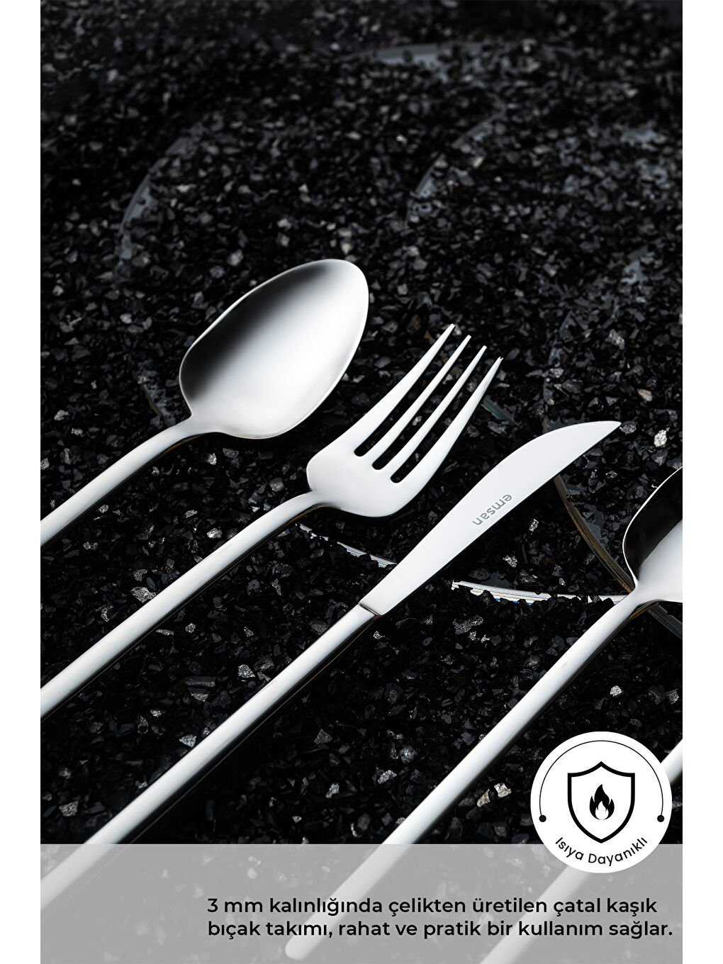 Gri Lora 84 Parça 12 Kişilik Kutulu Çatal Kaşık Bıçak Takımı-2