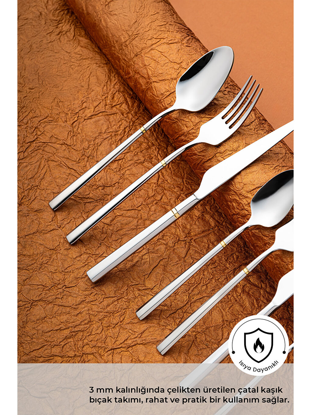 Gri Prime Penta Gold 84 12 Kişilik Parça Çatal Kaşık Bıçak Seti Lüks Kutulu-2