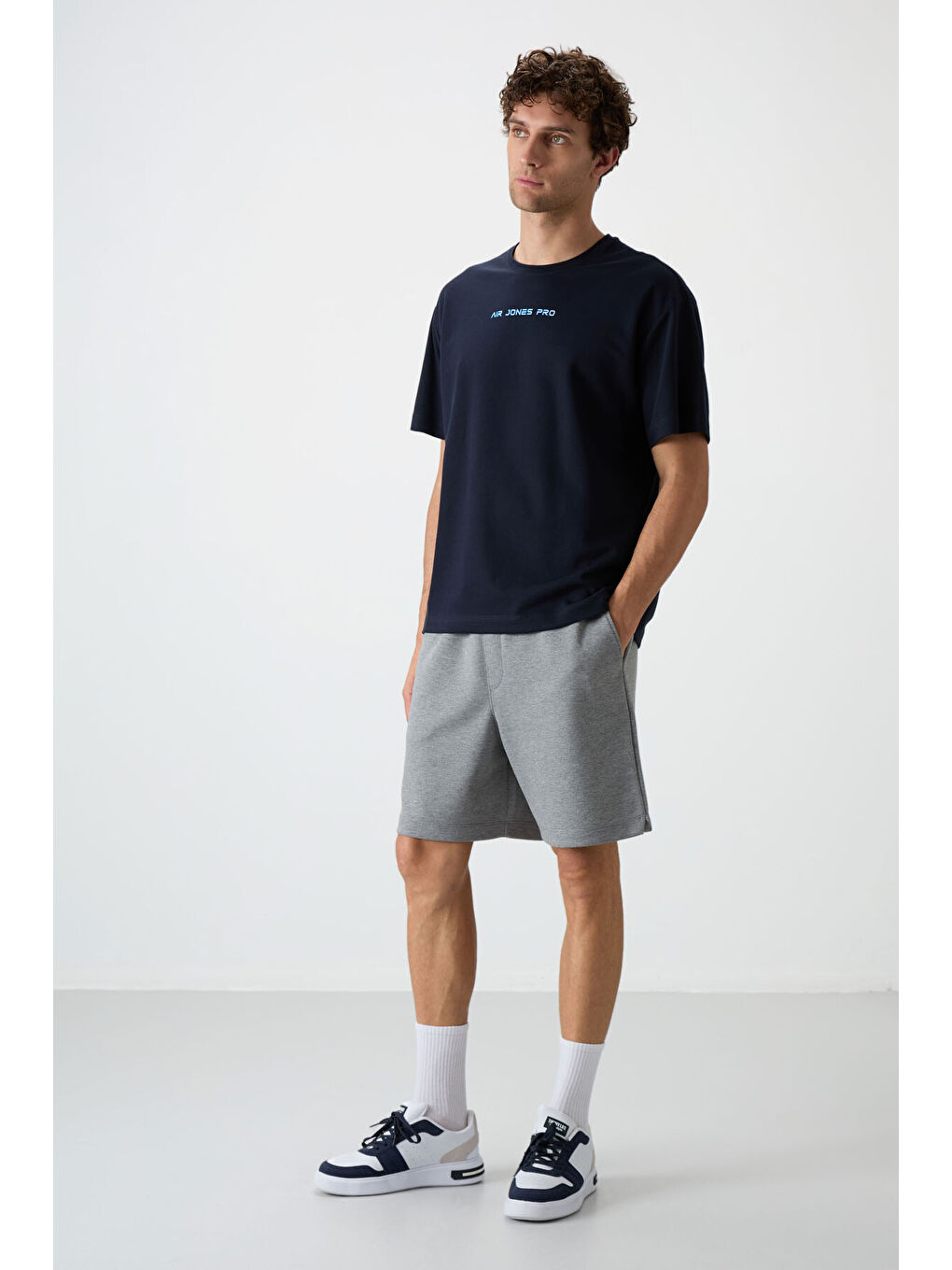 Gri Melanj Pamuklu Kalın Yumuşak Dokulu Comfort Fit Basic Erkek Şort - 81274