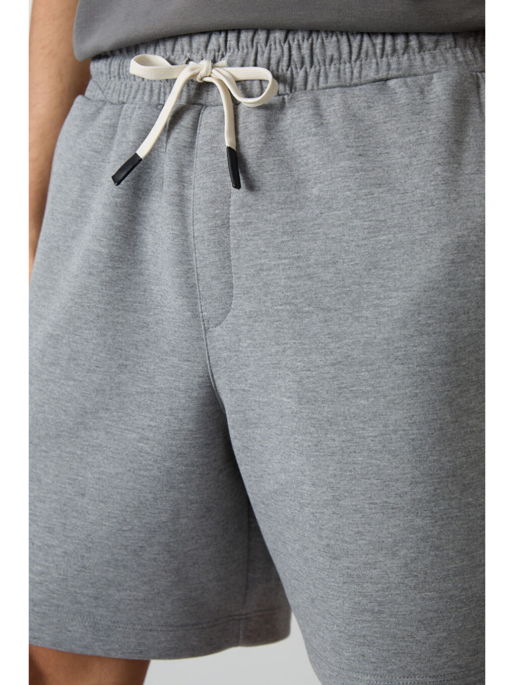 Gri Melanj Pamuklu Kalın Yumuşak Dokulu Comfort Fit Basic Erkek Şort - 81274-2