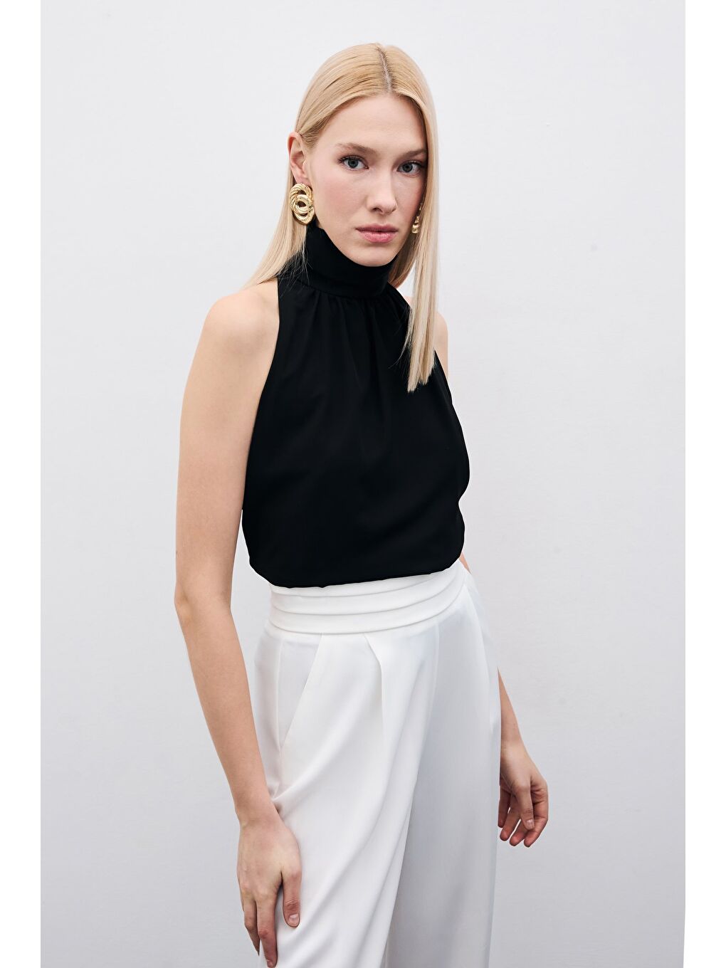 Kolsuz Salaş Bluz - Siyah-1