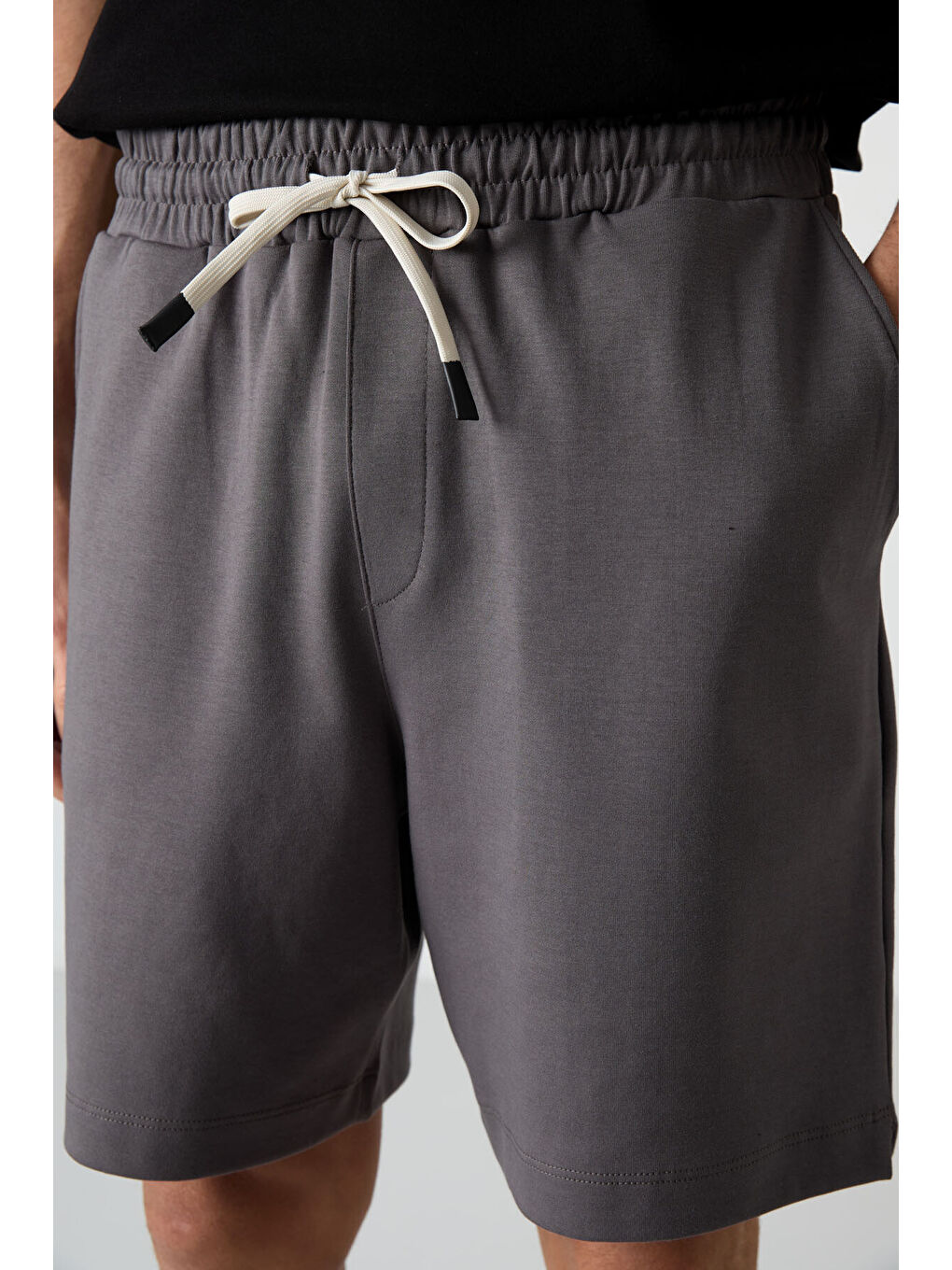 Koyu Gri Pamuklu Kalın Yumuşak Dokulu Comfort Fit Basic Erkek Şort - 81274-3