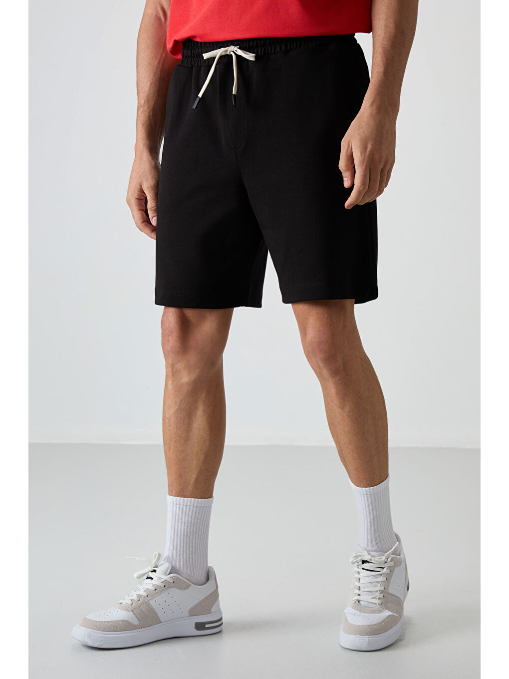 Siyah Pamuklu Kalın Yumuşak Dokulu Comfort Fit Basic Erkek Şort - 81274-1