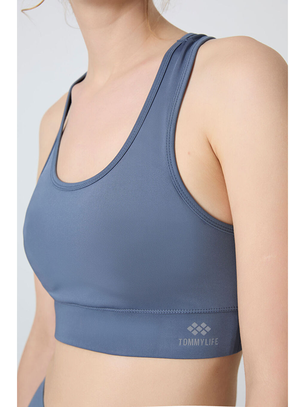 Petrol Sırt Detaylı Dar Kalıp U Yaka Kadın Spor Büstiyer - 97120-1