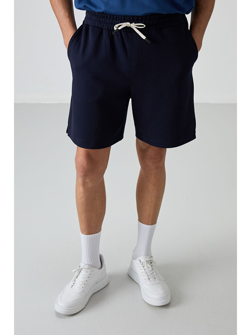 Lacivert Pamuklu Kalın Yumuşak Dokulu Comfort Fit Basic Erkek Şort - 81274