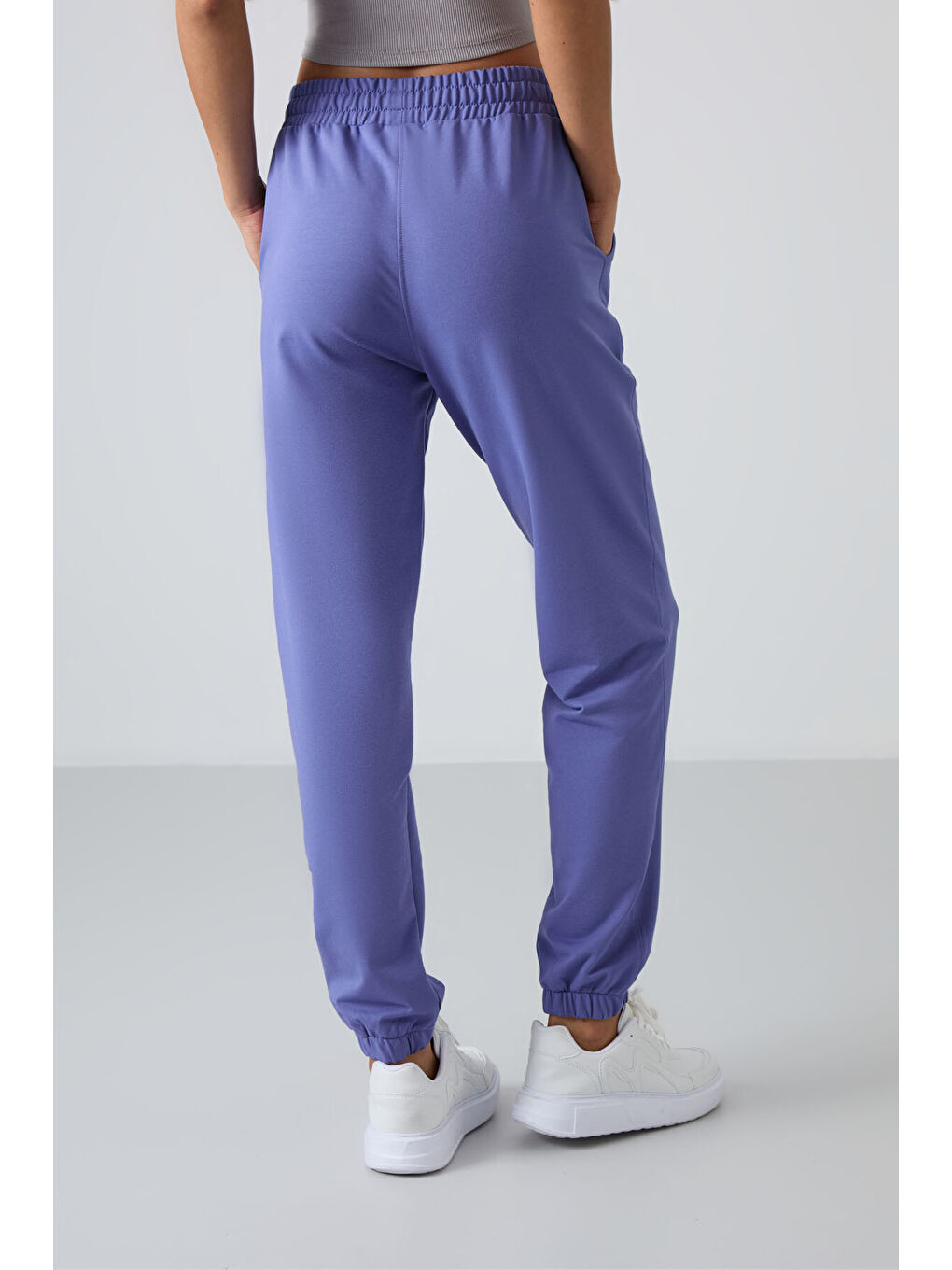 Mor Eflatun Cepli Yüksek Bel Rahat Form Lastik Paça Kadın Eşofman Alt - 94583-3