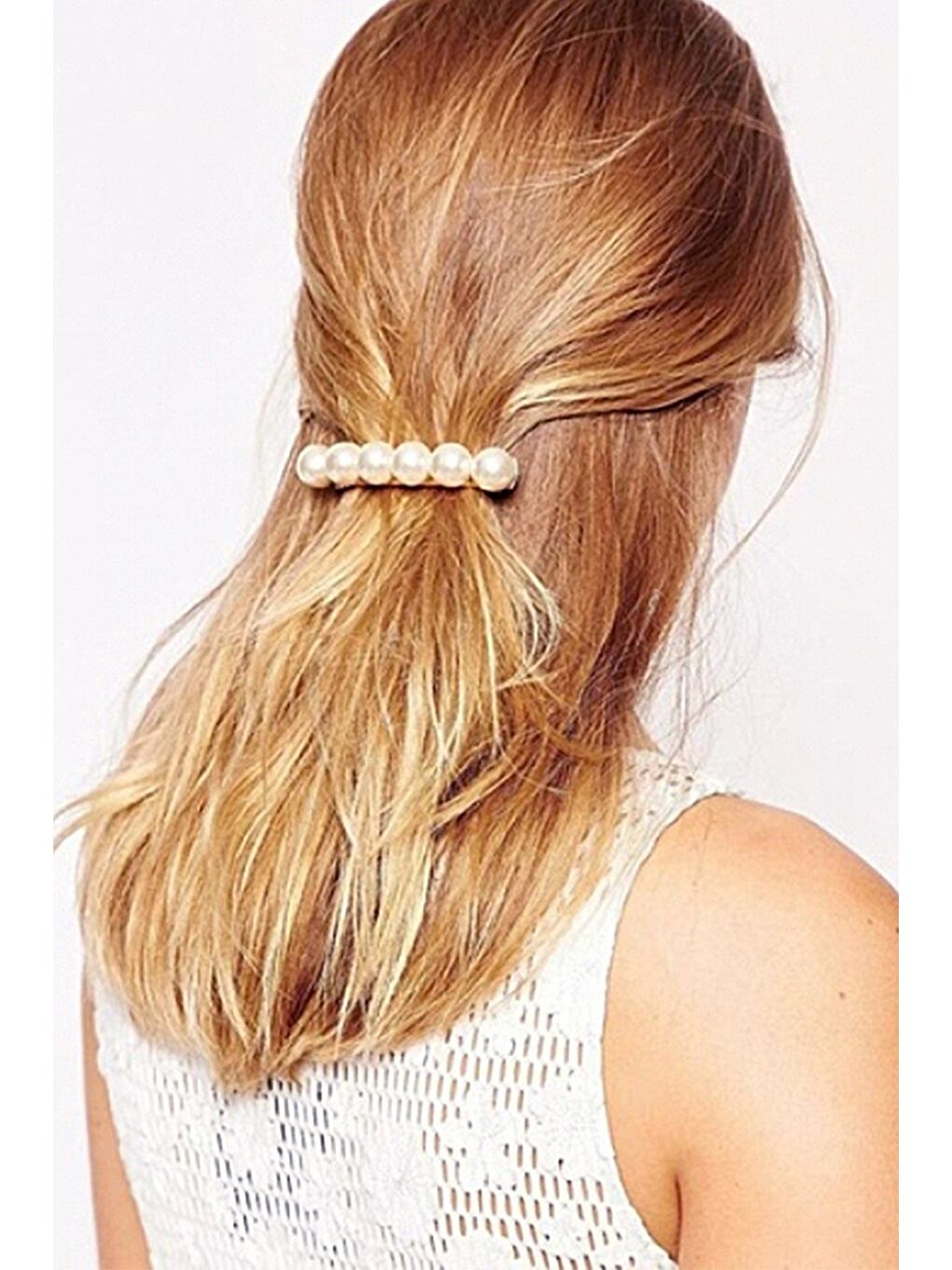 Beyaz Angel Pearls Büyük İncili Metal Otomatik Toka-2