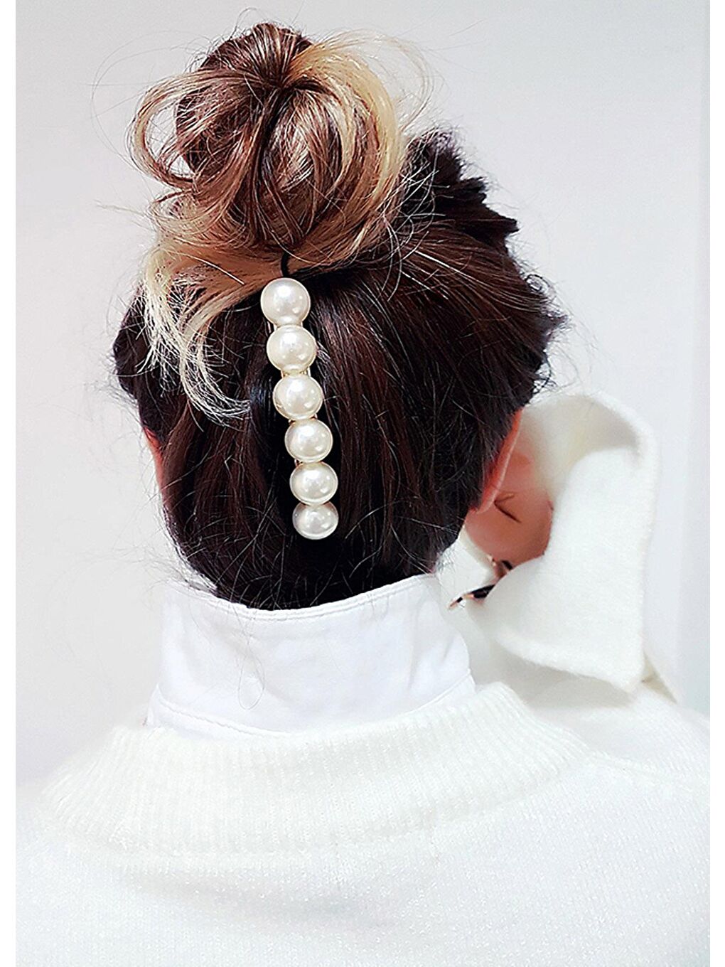 Beyaz Angel Pearls Büyük İncili Metal Otomatik Toka-5