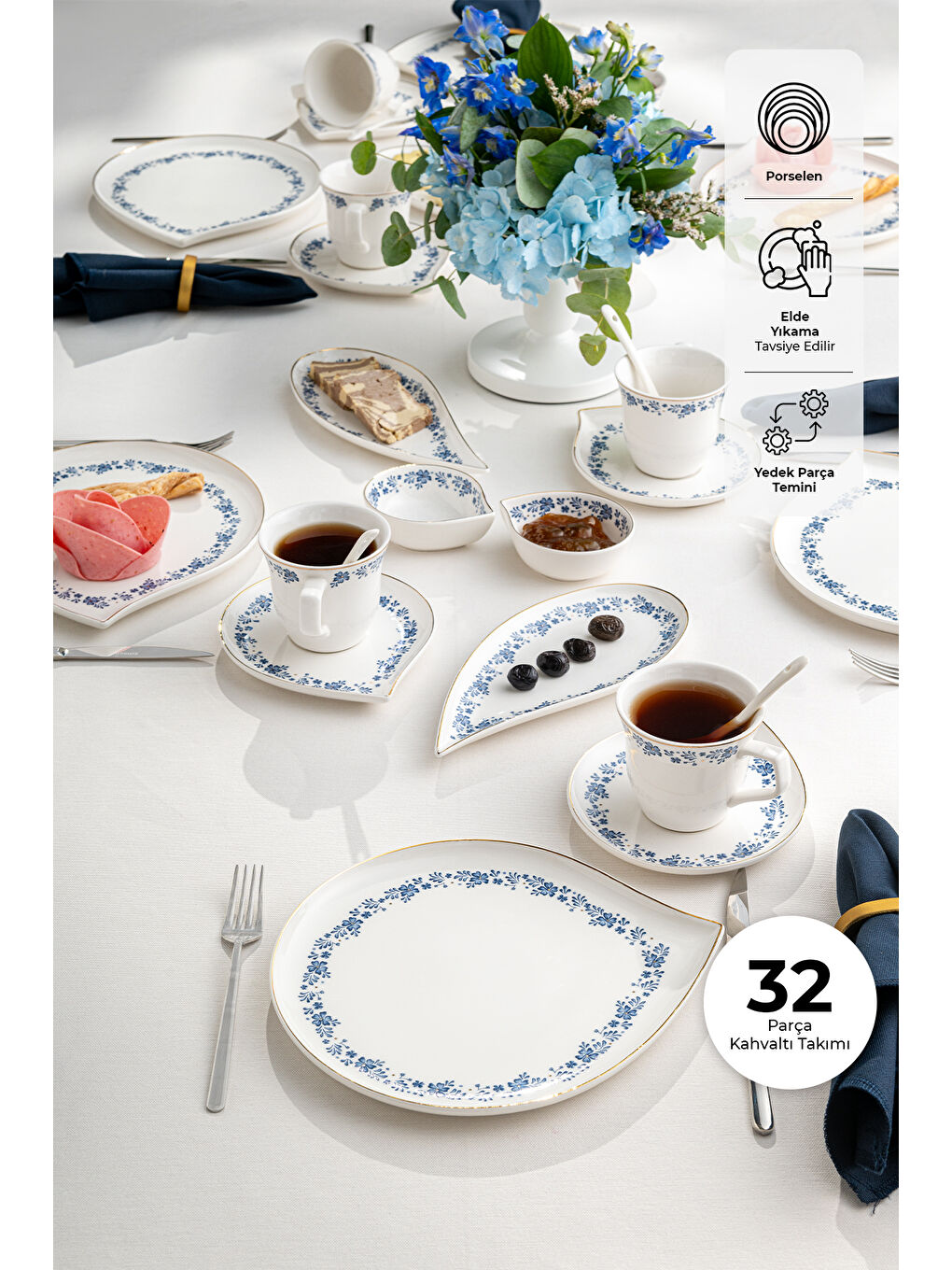 Beyaz Casilda Porselen 32 Parça 6 Kişilik Kahvaltı/Servis Takımı-2