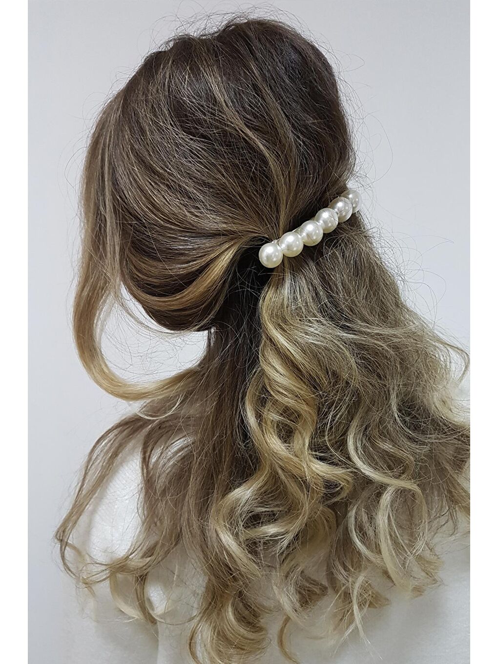 Beyaz Angel Pearls Büyük İncili Metal Otomatik Toka-8