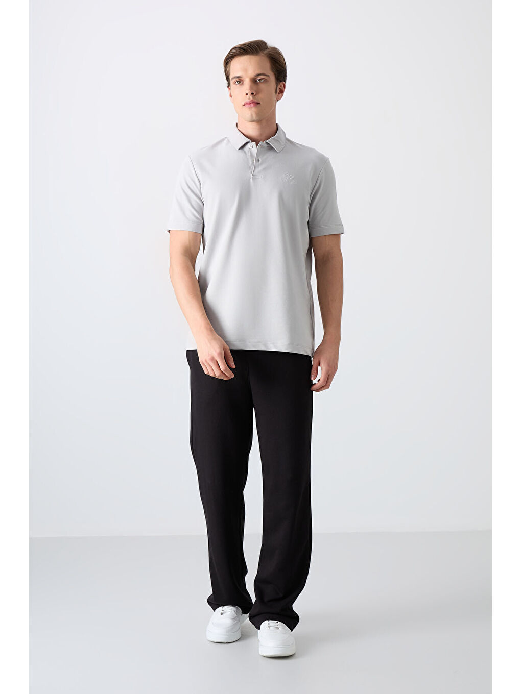 Bej Taş Pamuklu Kalın Yumuşak Dokulu Standart Fit Basic Polo Yaka Erkek Tişört - 88348-1