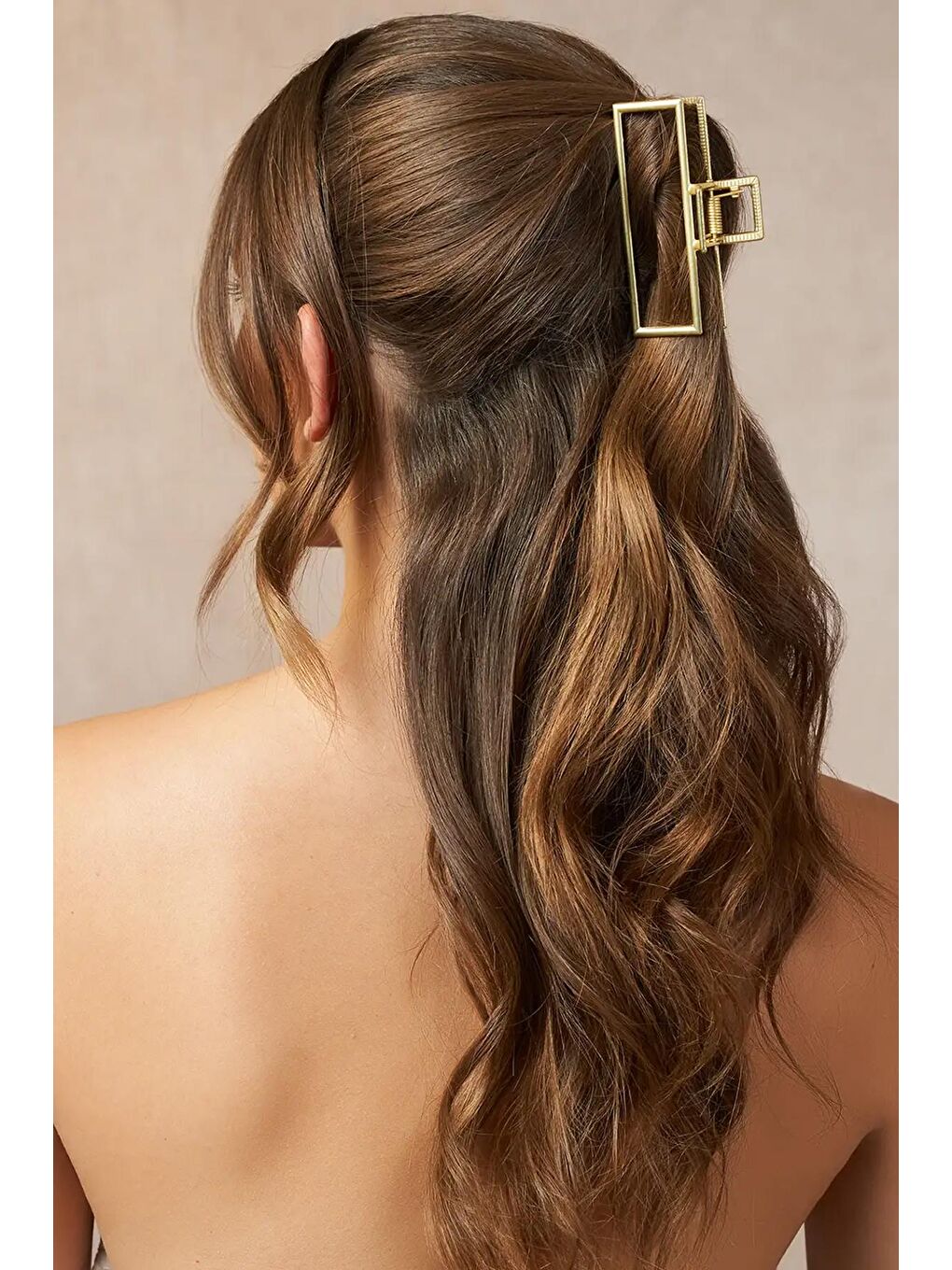 Sarı Drave Büyük Dikdörtgen Altın Rengi Metal Mandal Toka-3