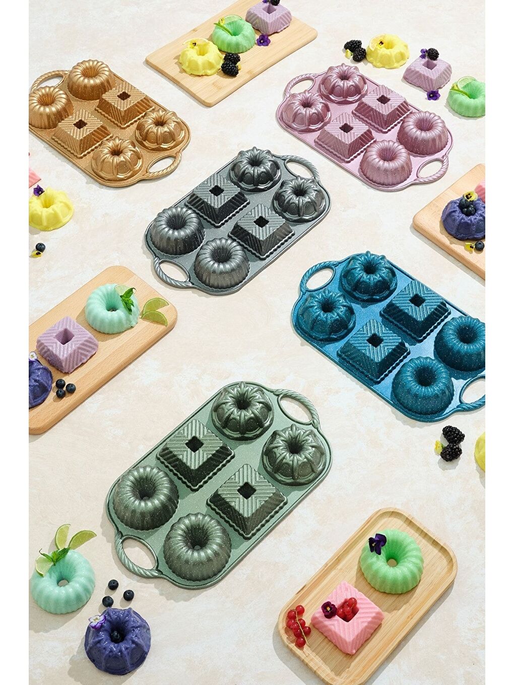 Griss One Six 6'lı Döküm Kek Kalıbı Gri-3