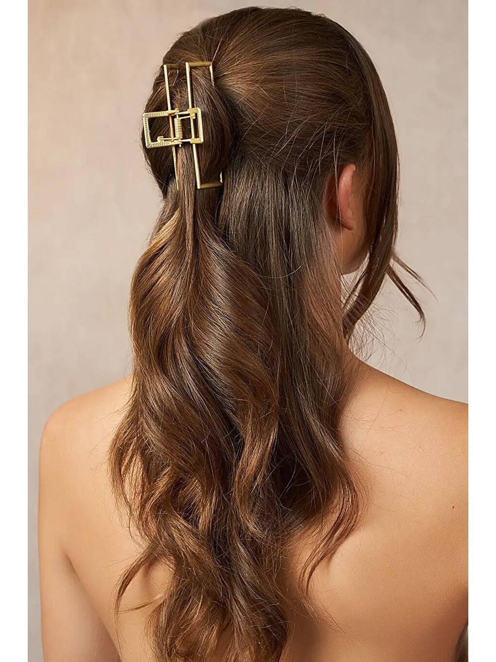 Sarı Drave Büyük Dikdörtgen Altın Rengi Metal Mandal Toka-5