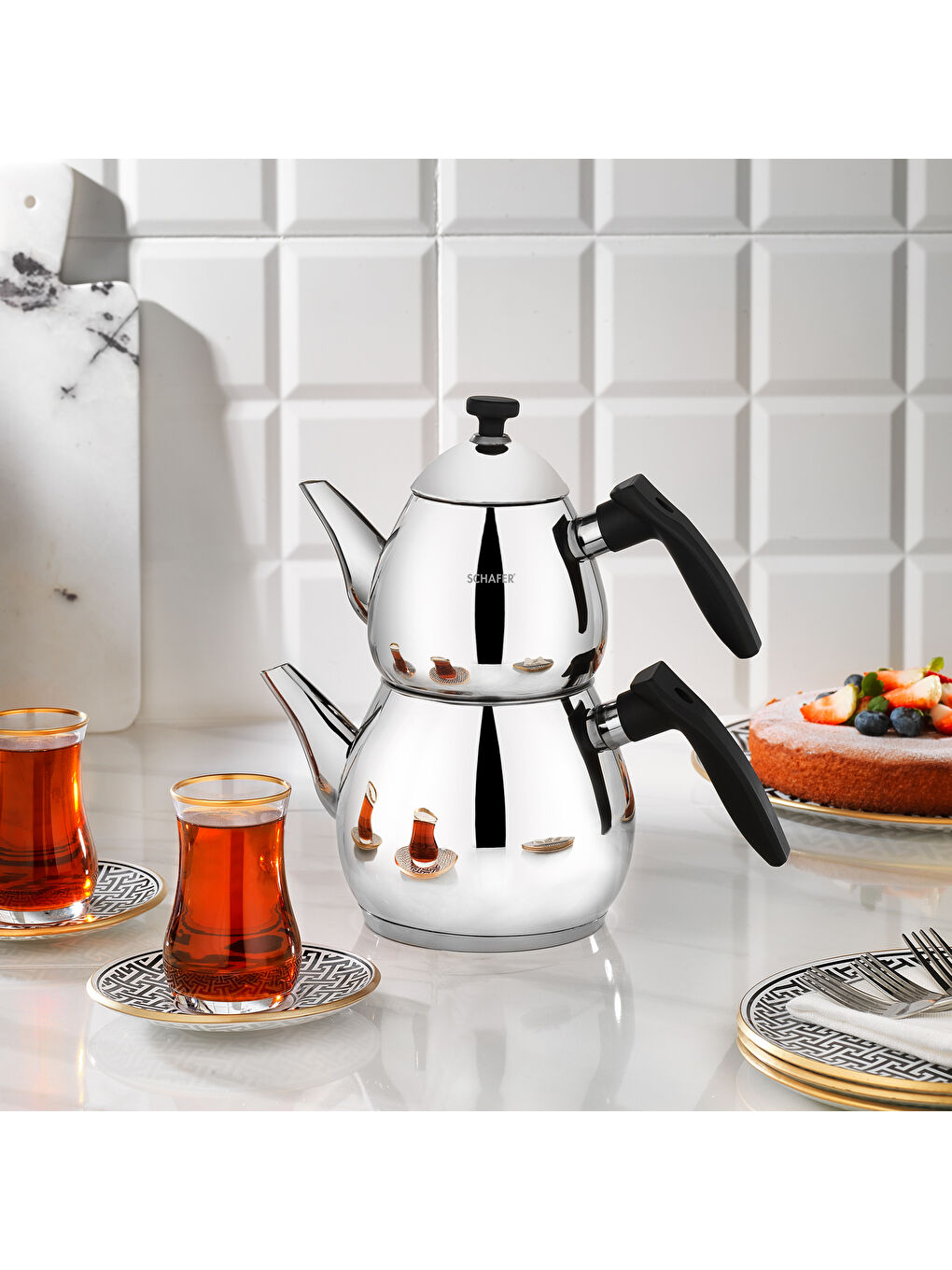 Tea Chef Küçük Boy Çaydanlık Takımı 4 Parça-Siyah