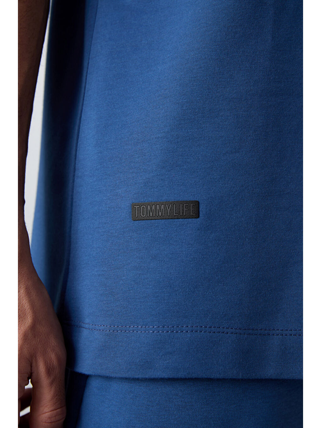 Lacivert Parlament Pamuklu Kalın Yumuşak Dokulu Oversize Fit Baskılı Erkek Tişört - 88342-3