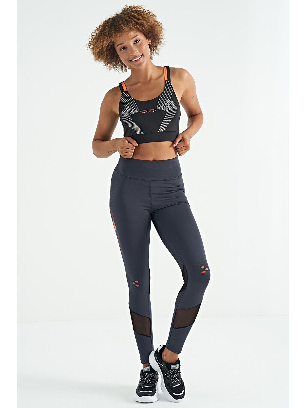 Siyah Baskılı Sırt Çapraz Detaylı Dalgıç Kumaş Dar Kalıp Kadın Büstiyer - 97273-4